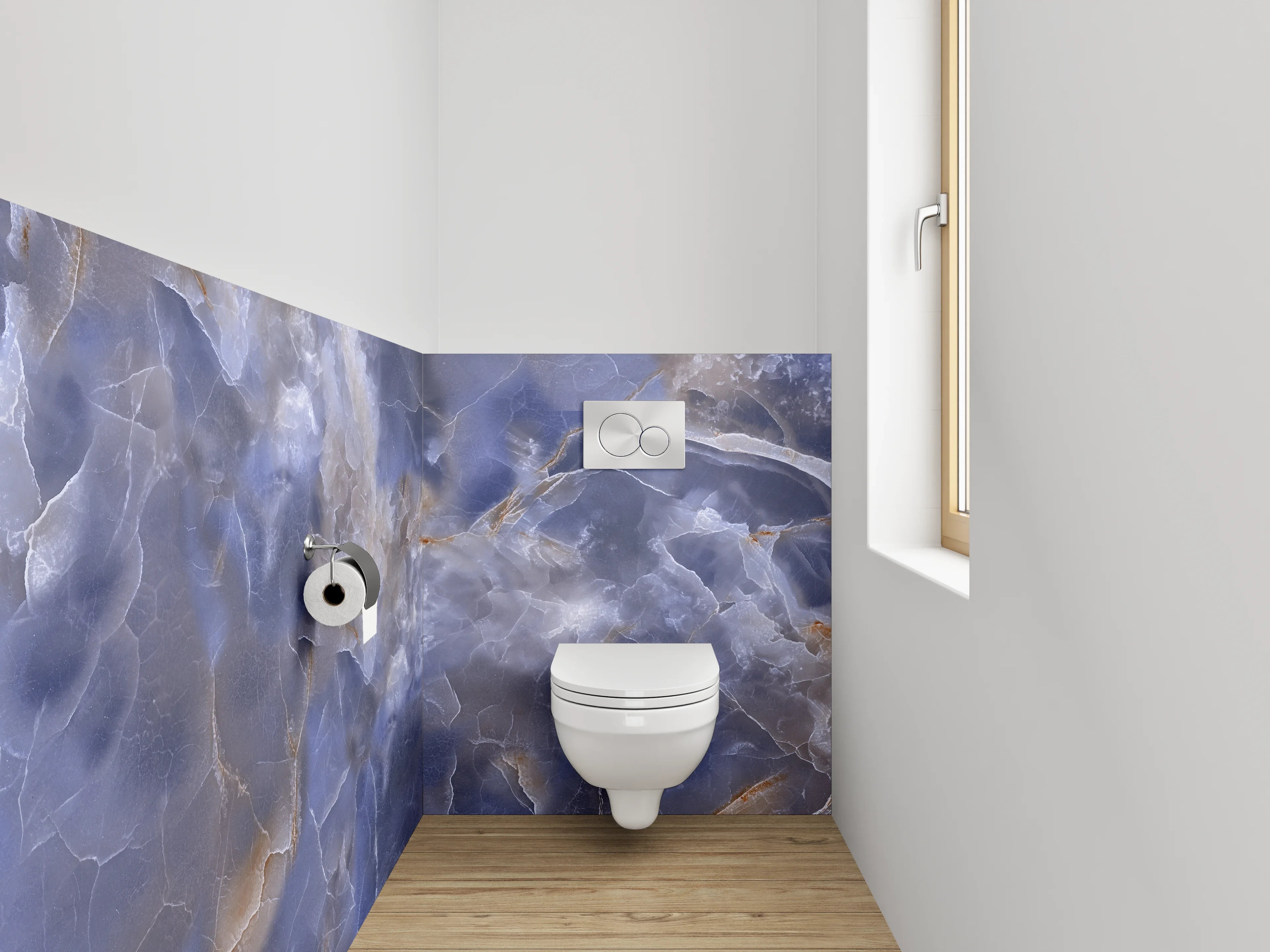 WC-Rückwand - Blauer Onyx Marmoroptik