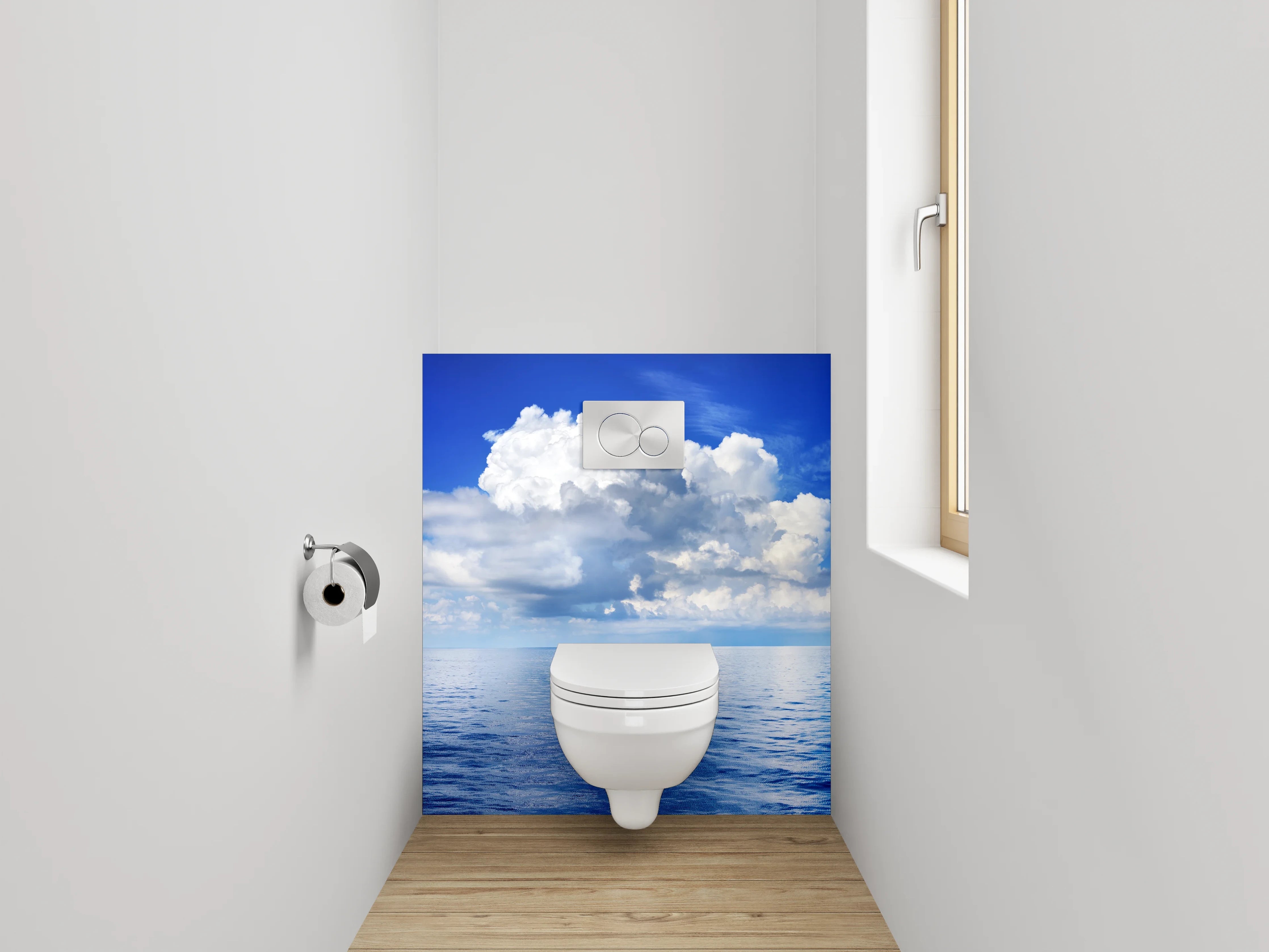 WC-Rückwand - Blauer Ozean trifft Wolkenhimmel
