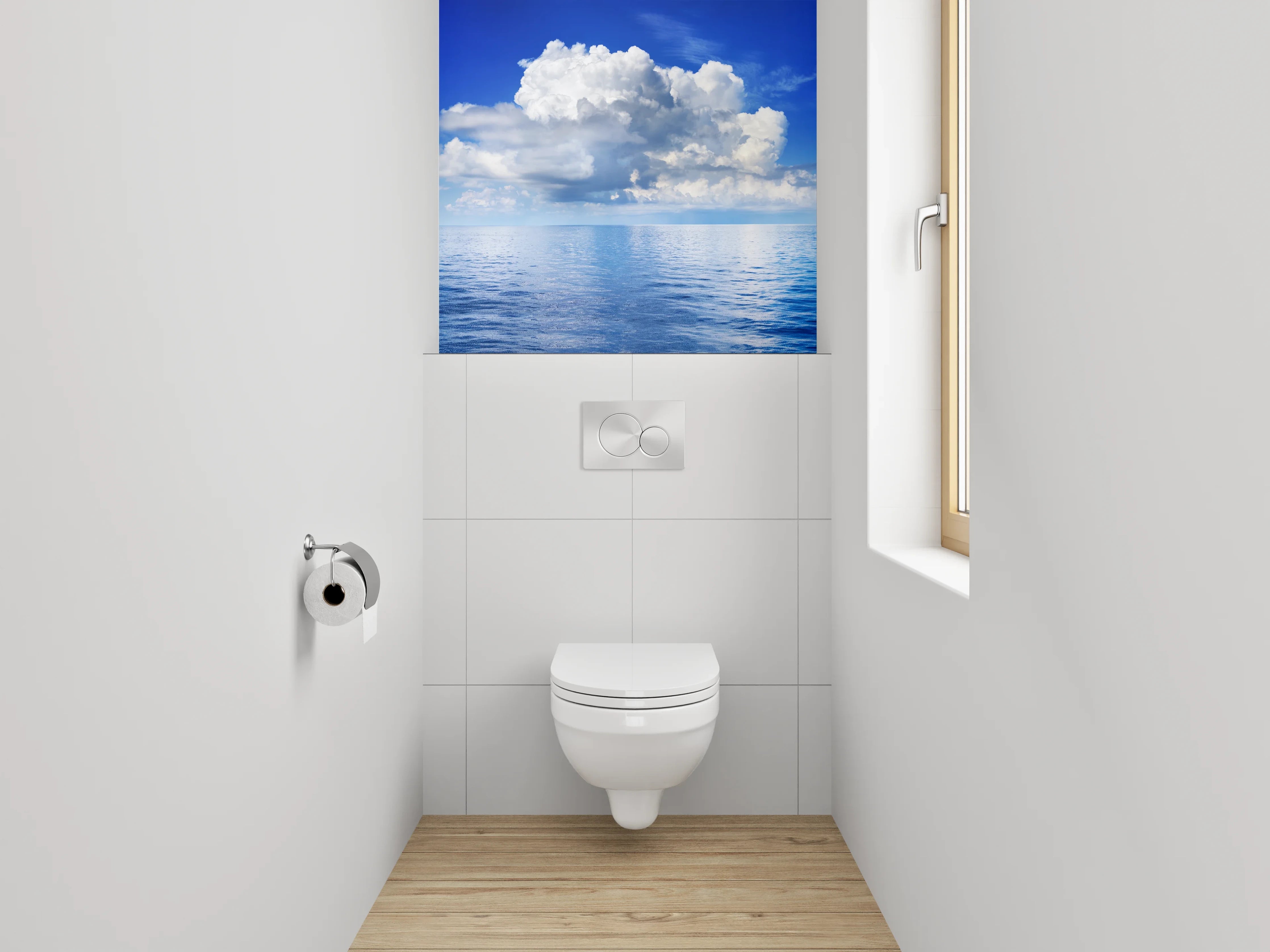 WC-Rückwand - Blauer Ozean trifft Wolkenhimmel