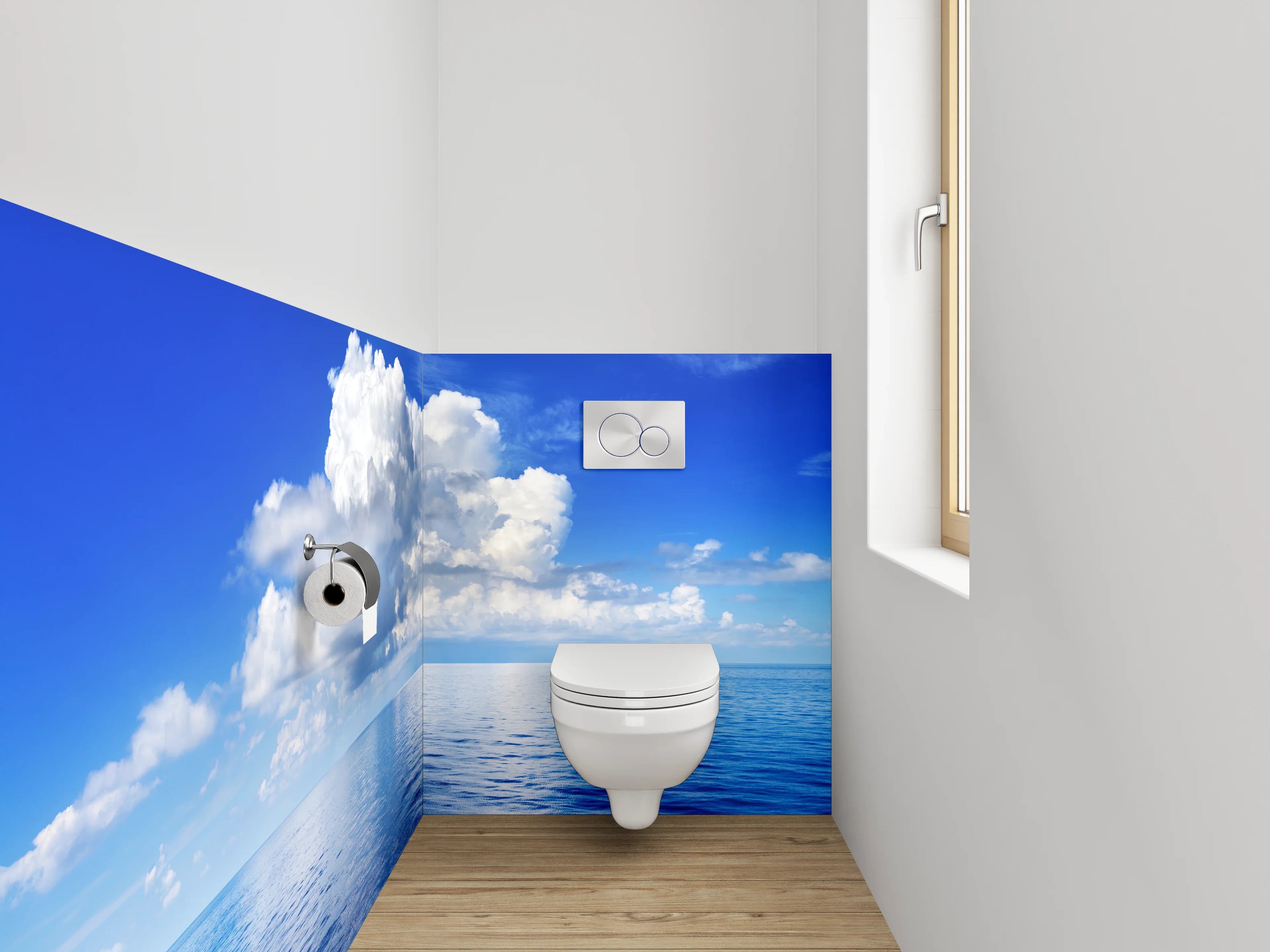 WC-Rückwand - Blauer Ozean trifft Wolkenhimmel