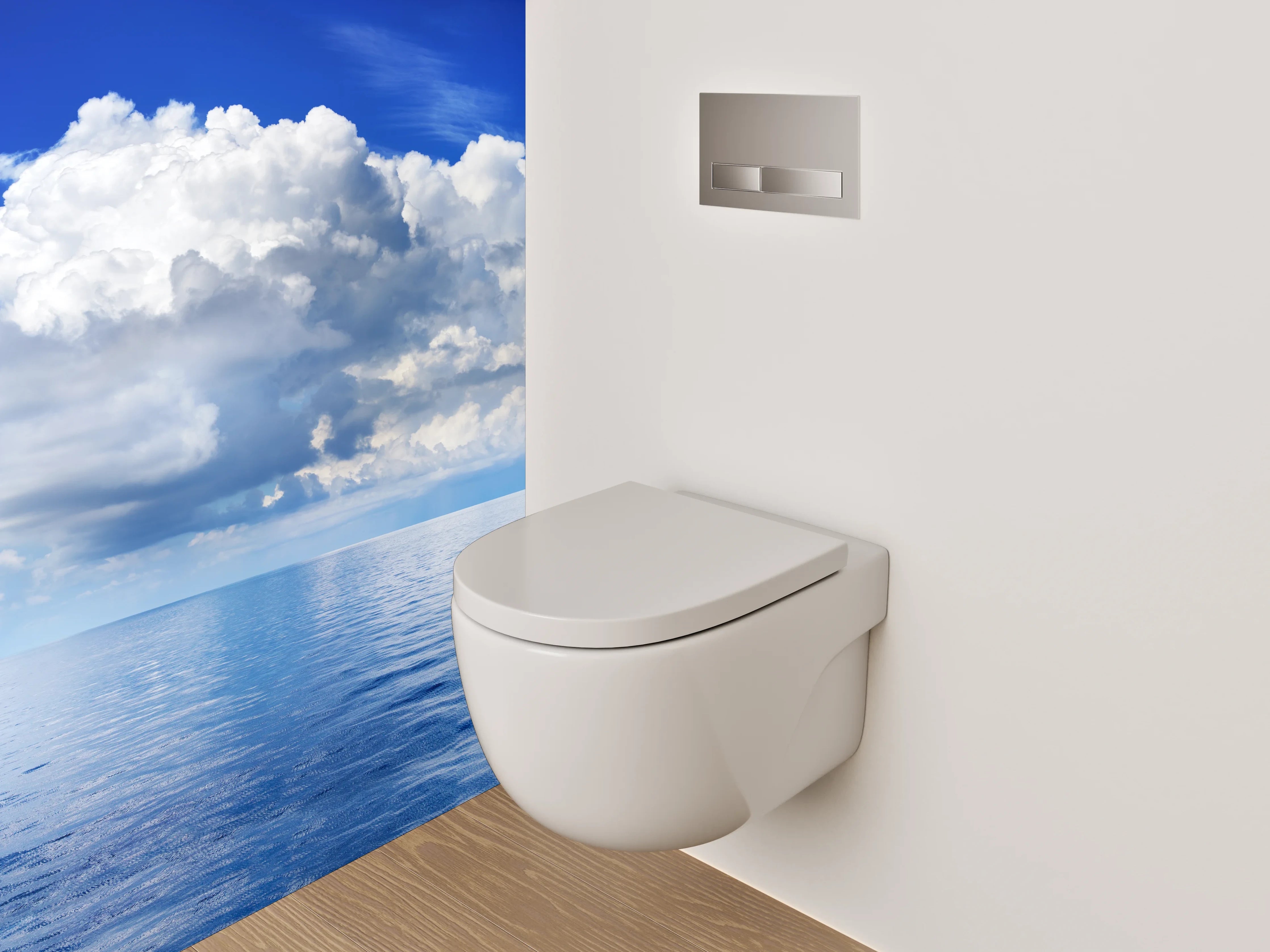 WC-Rückwand - Blauer Ozean trifft Wolkenhimmel