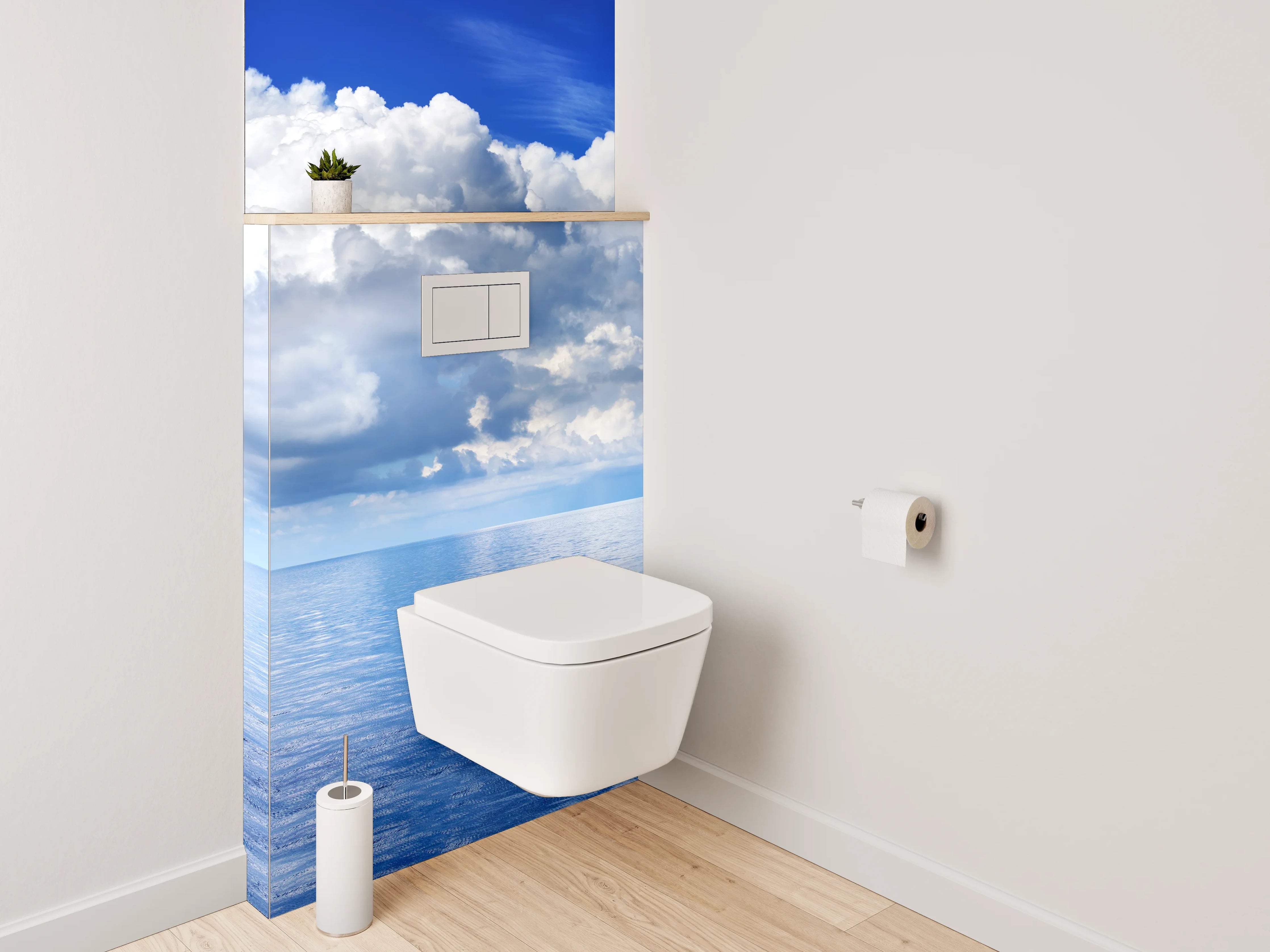 WC-Rückwand - Blauer Ozean trifft Wolkenhimmel
