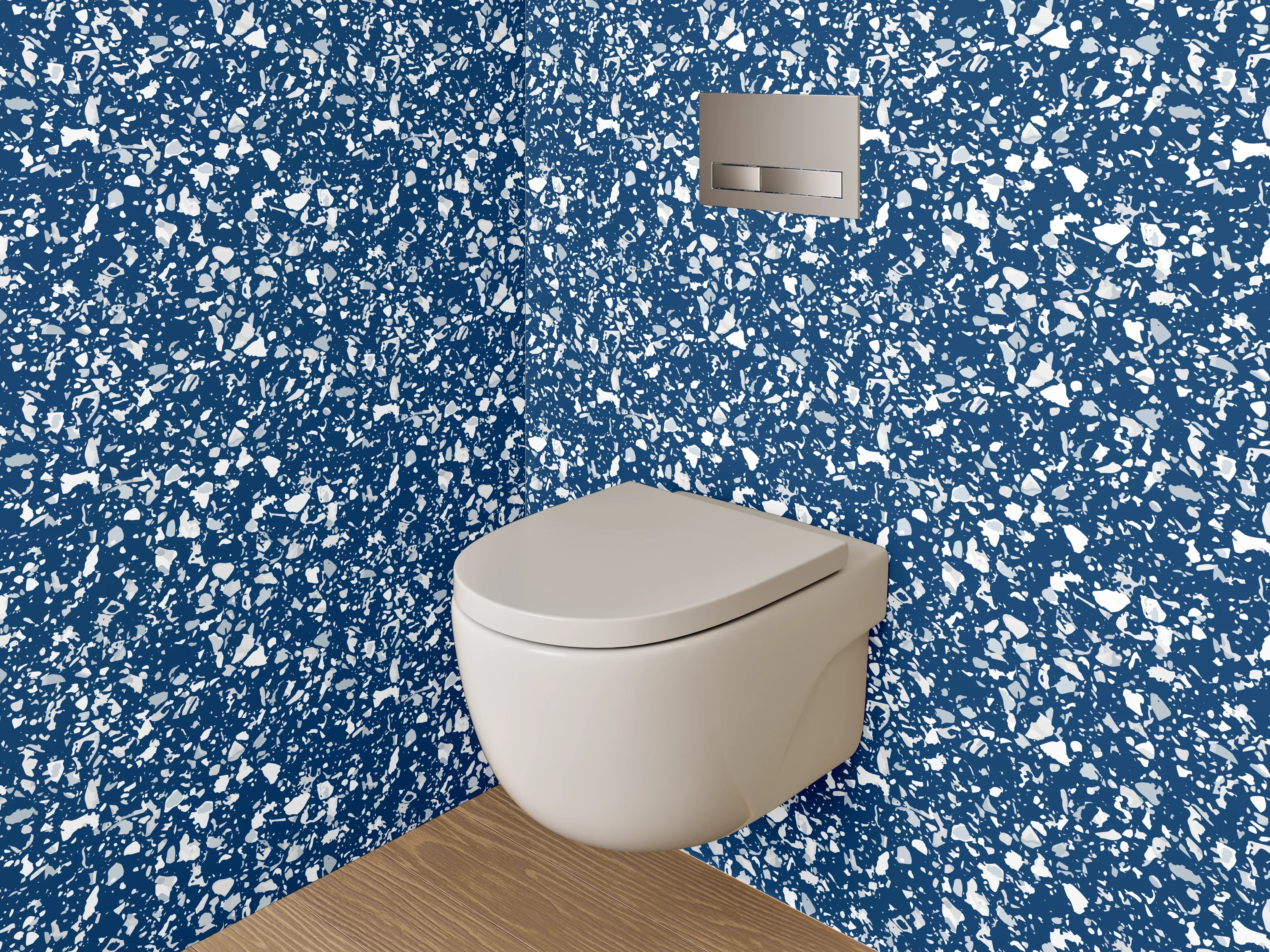 WC-Rückwand - Blaues Blätterdekor Muster
