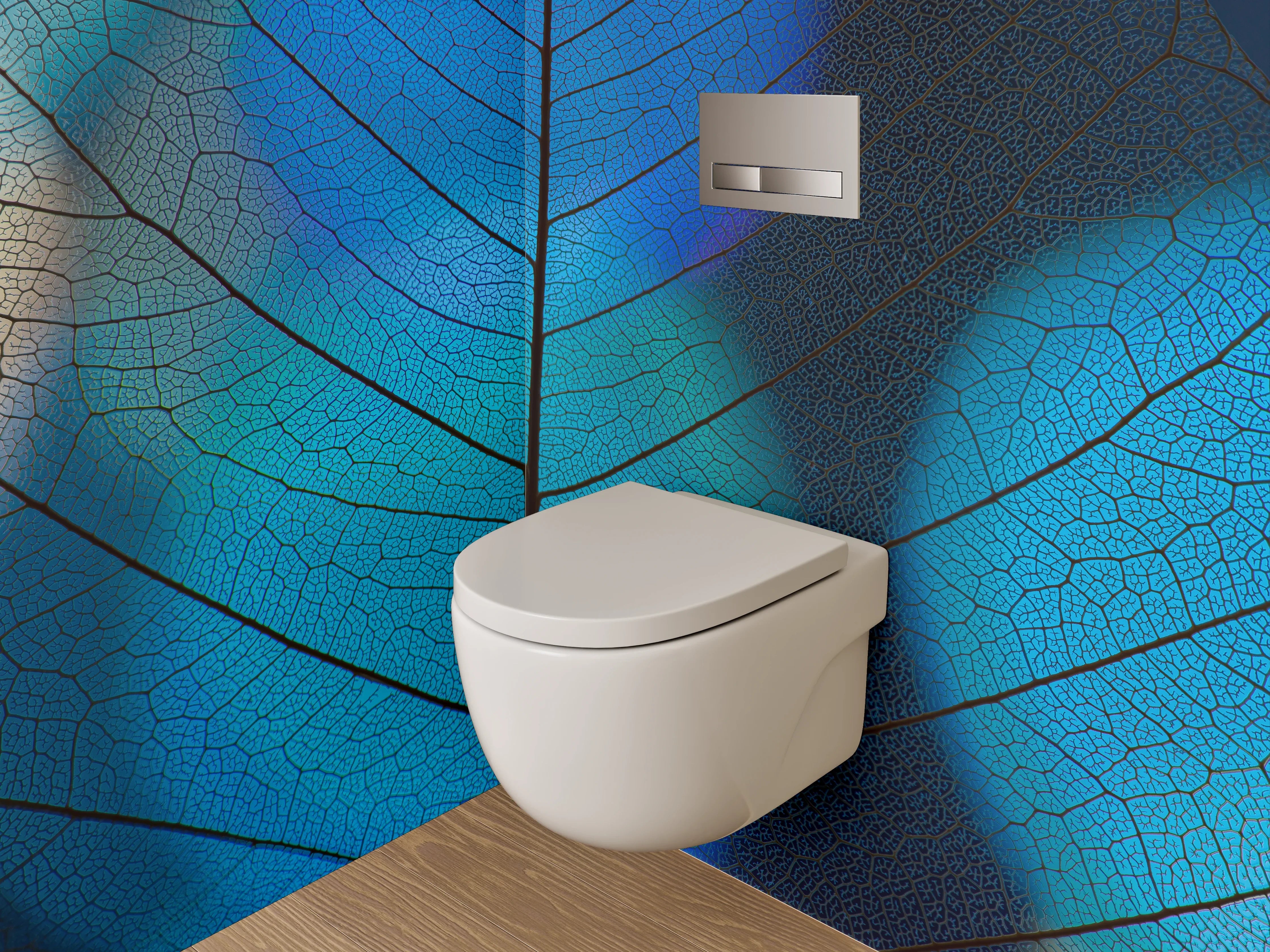 WC-Rückwand - Blaues Blatt-Muster Makroaufnahme