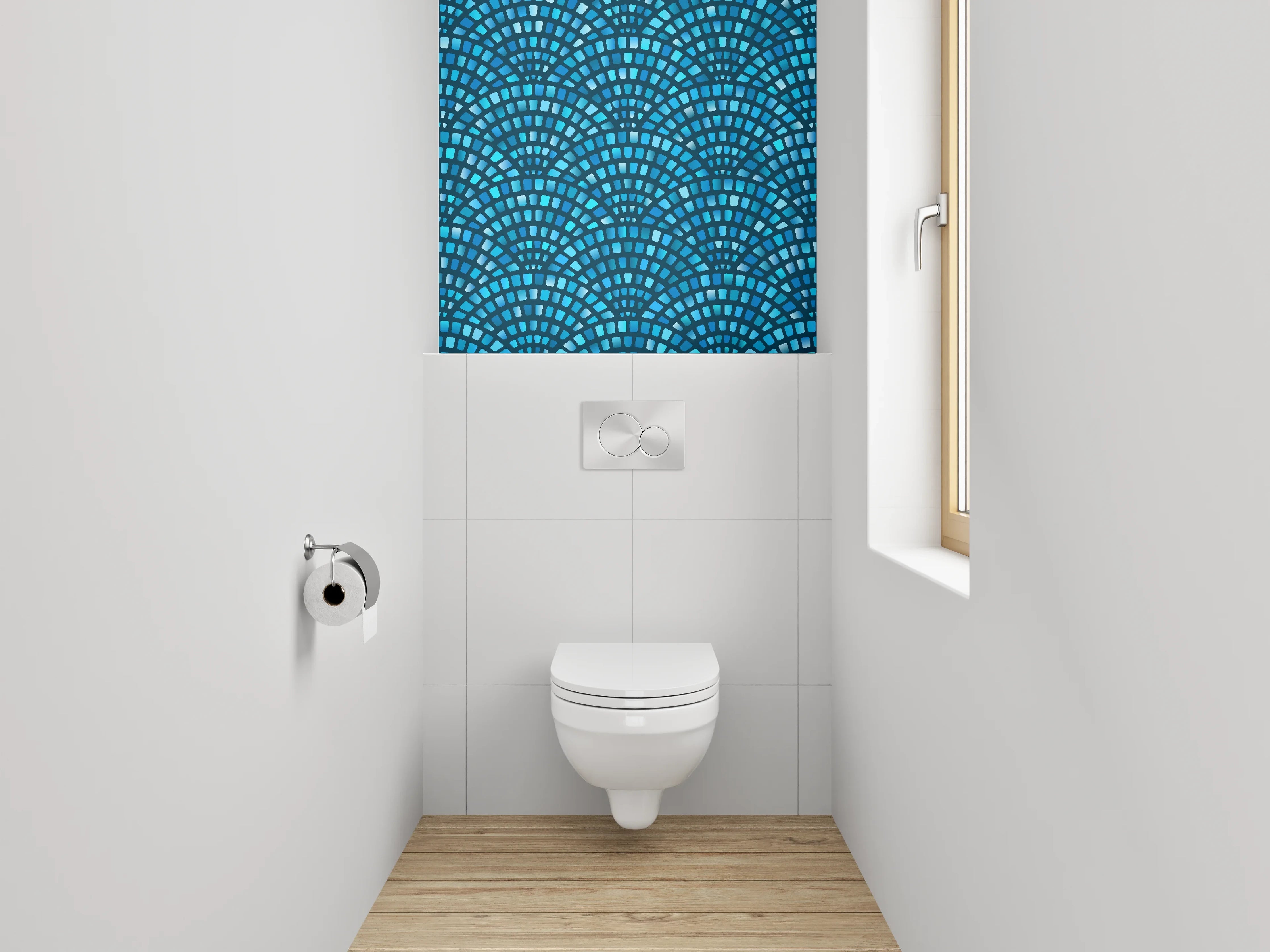 WC-Rückwand - Blaues Mosaik Muster modern