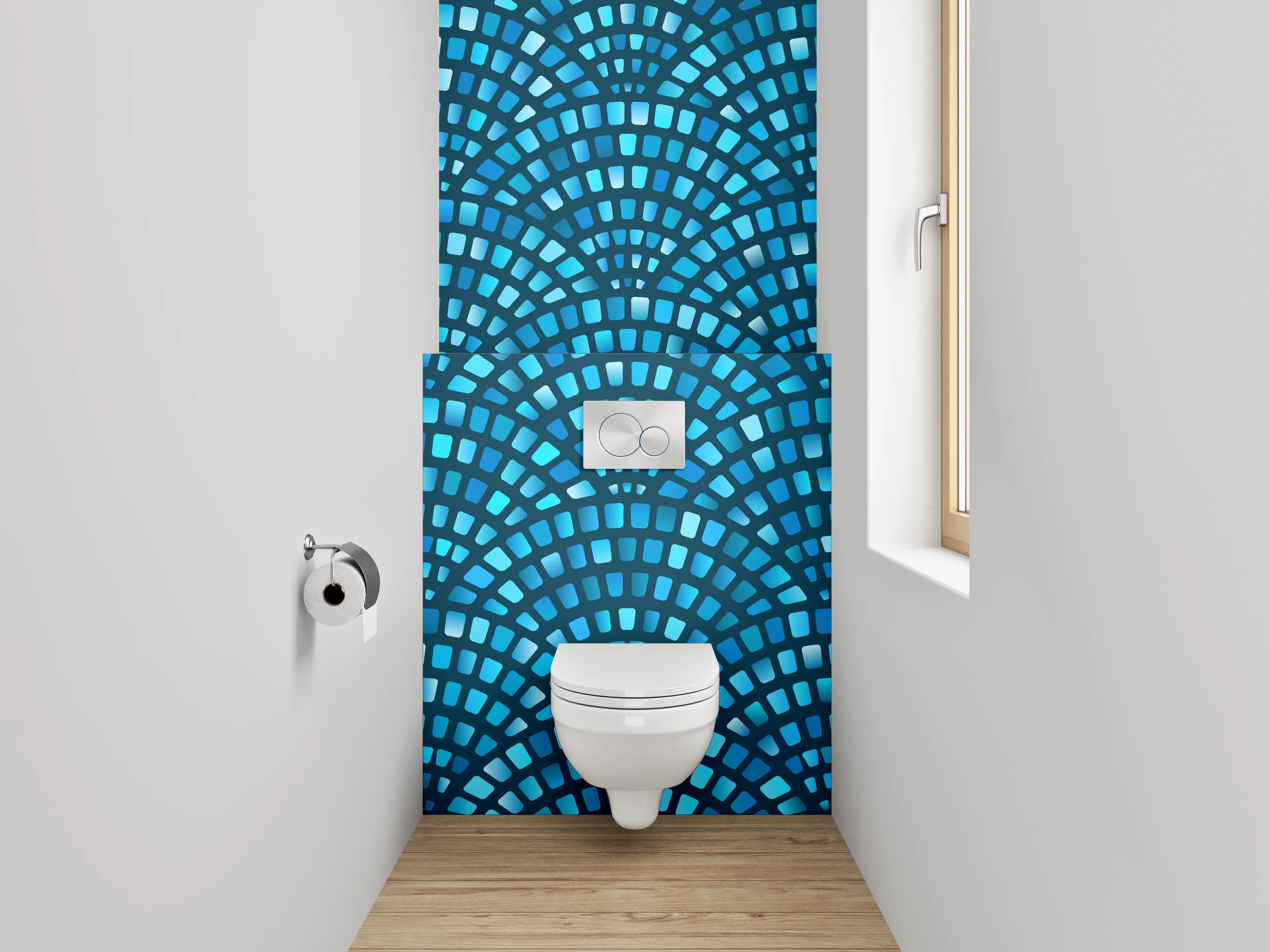 WC-Rückwand - Blaues Mosaik Muster modern