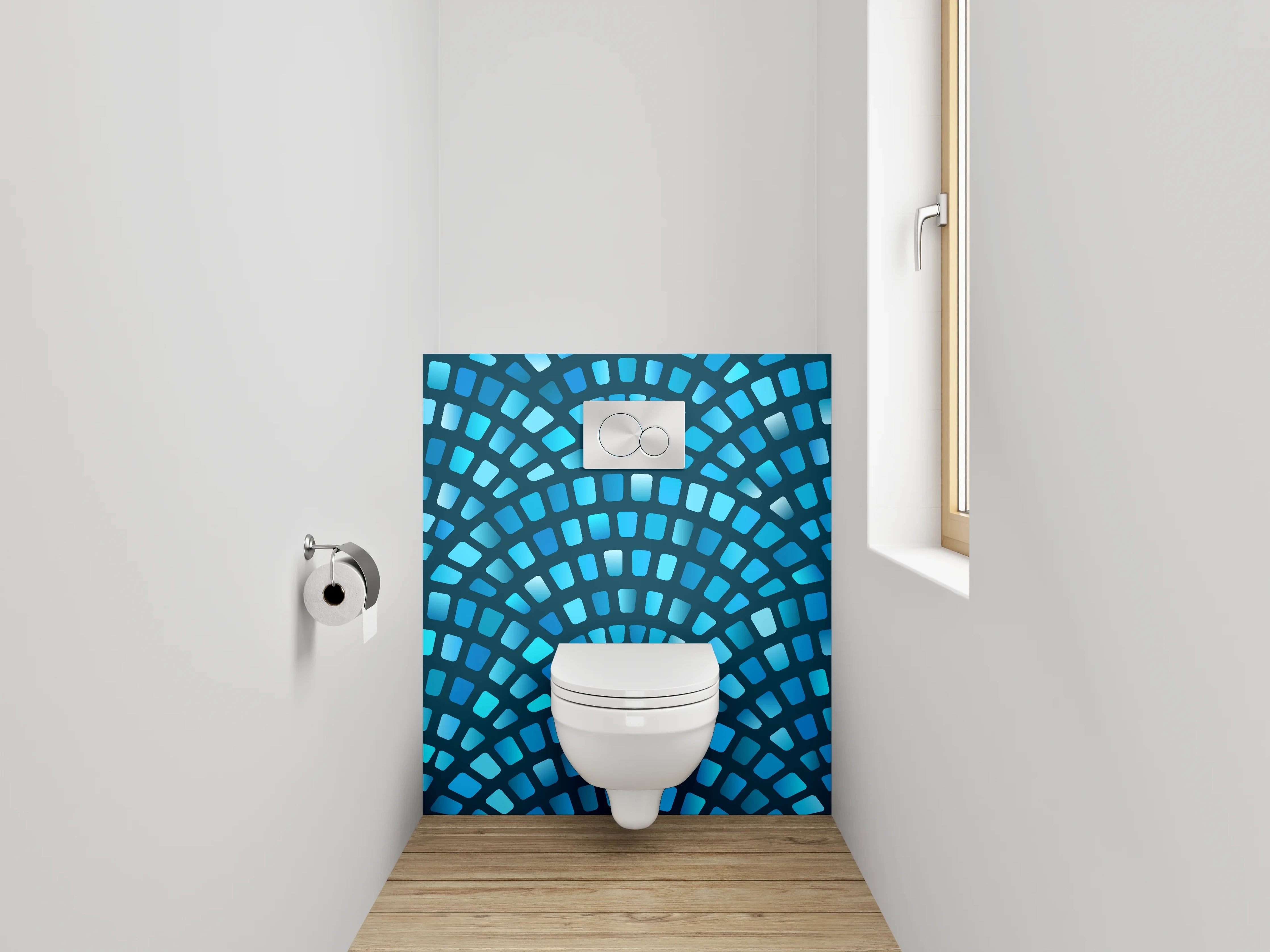 WC-Rückwand - Blaues Mosaik Wellen Muster