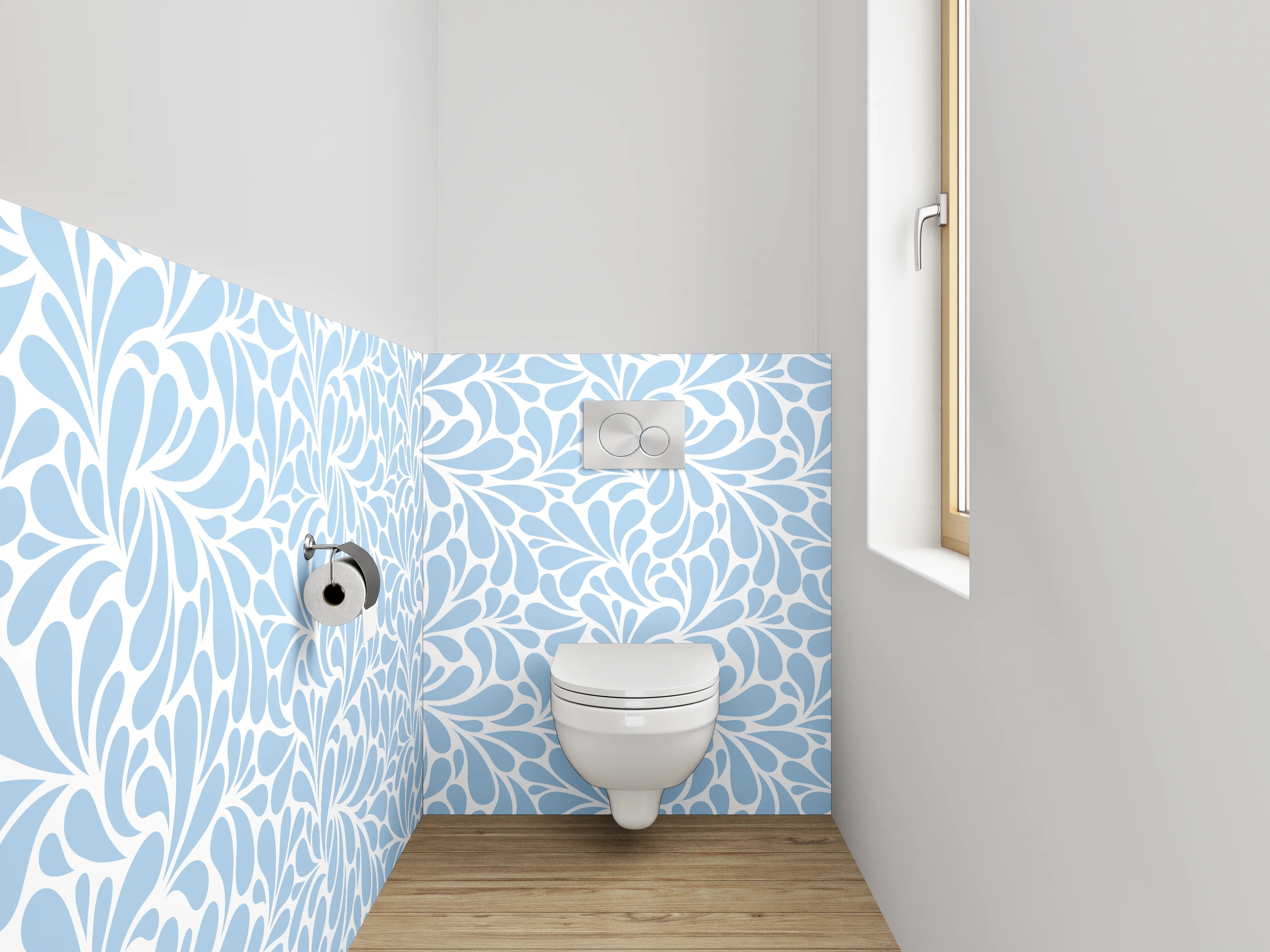 WC-Rückwand - Blaues Ornament-Muster Tapete