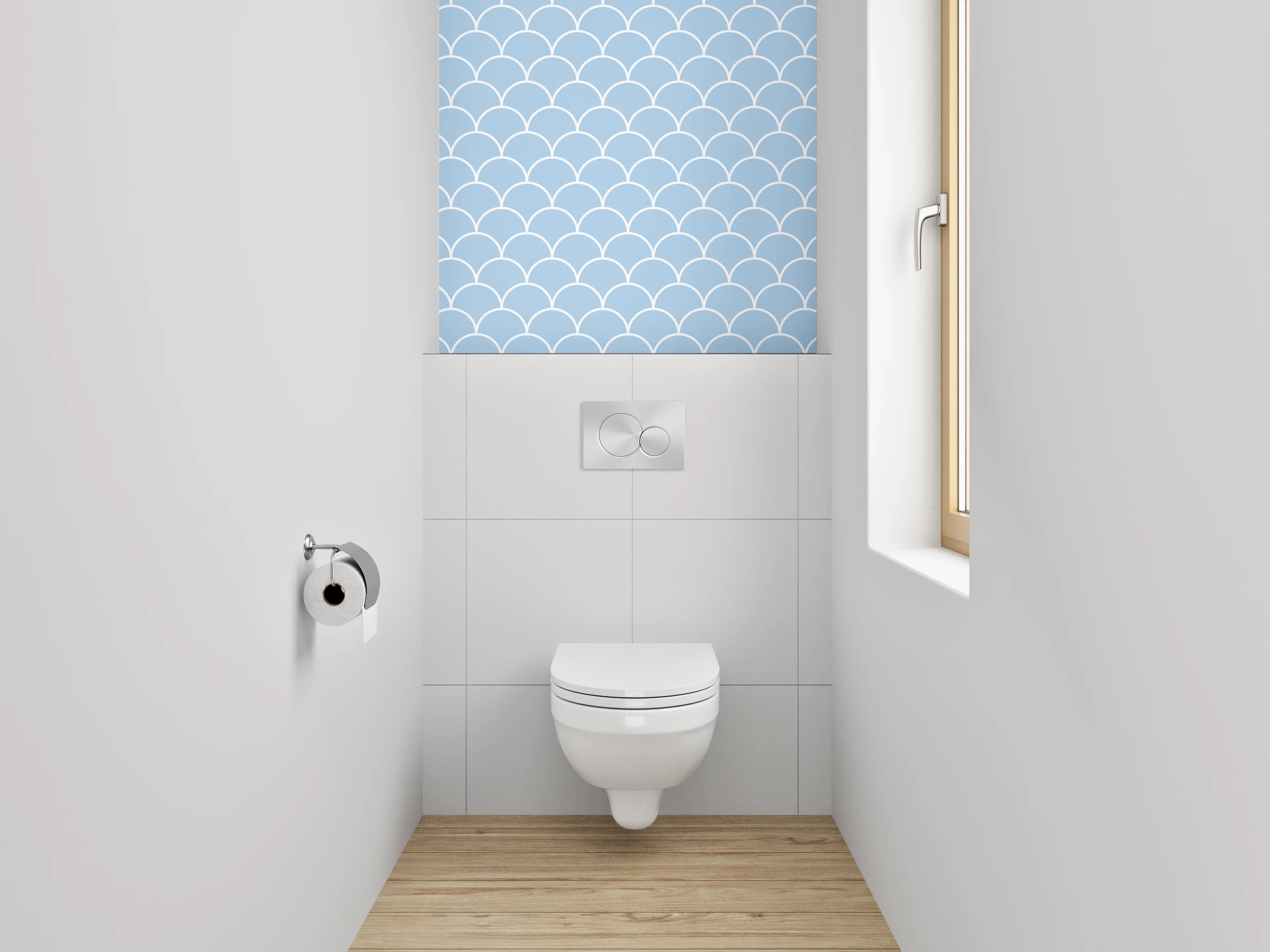 WC-Rückwand - Blaues Schuppenmuster Fischschuppen-Design