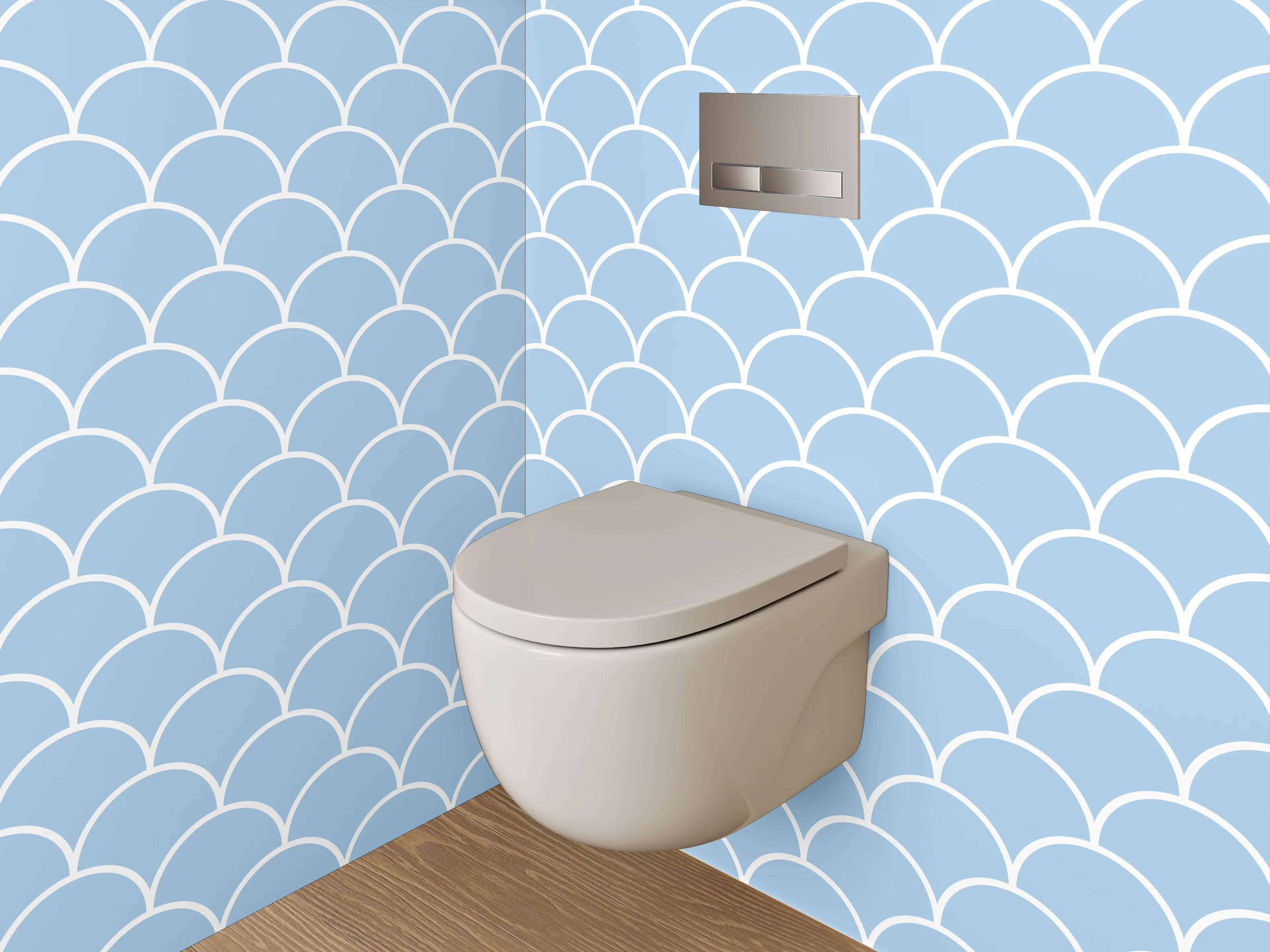 WC-Rückwand - Blaues Schuppenmuster Fischschuppen-Design