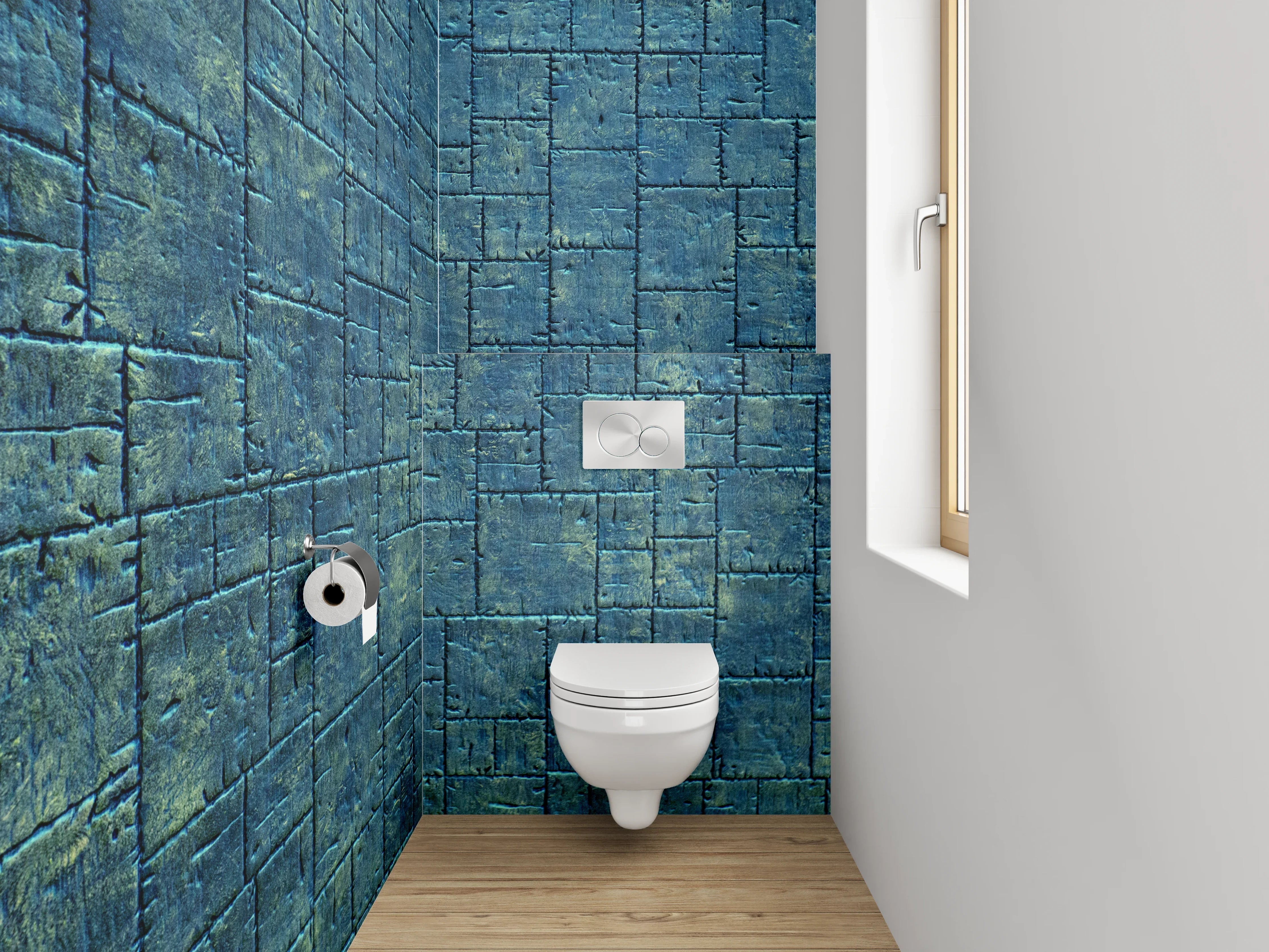 WC-Rückwand - Blaues Steinmuster Modern