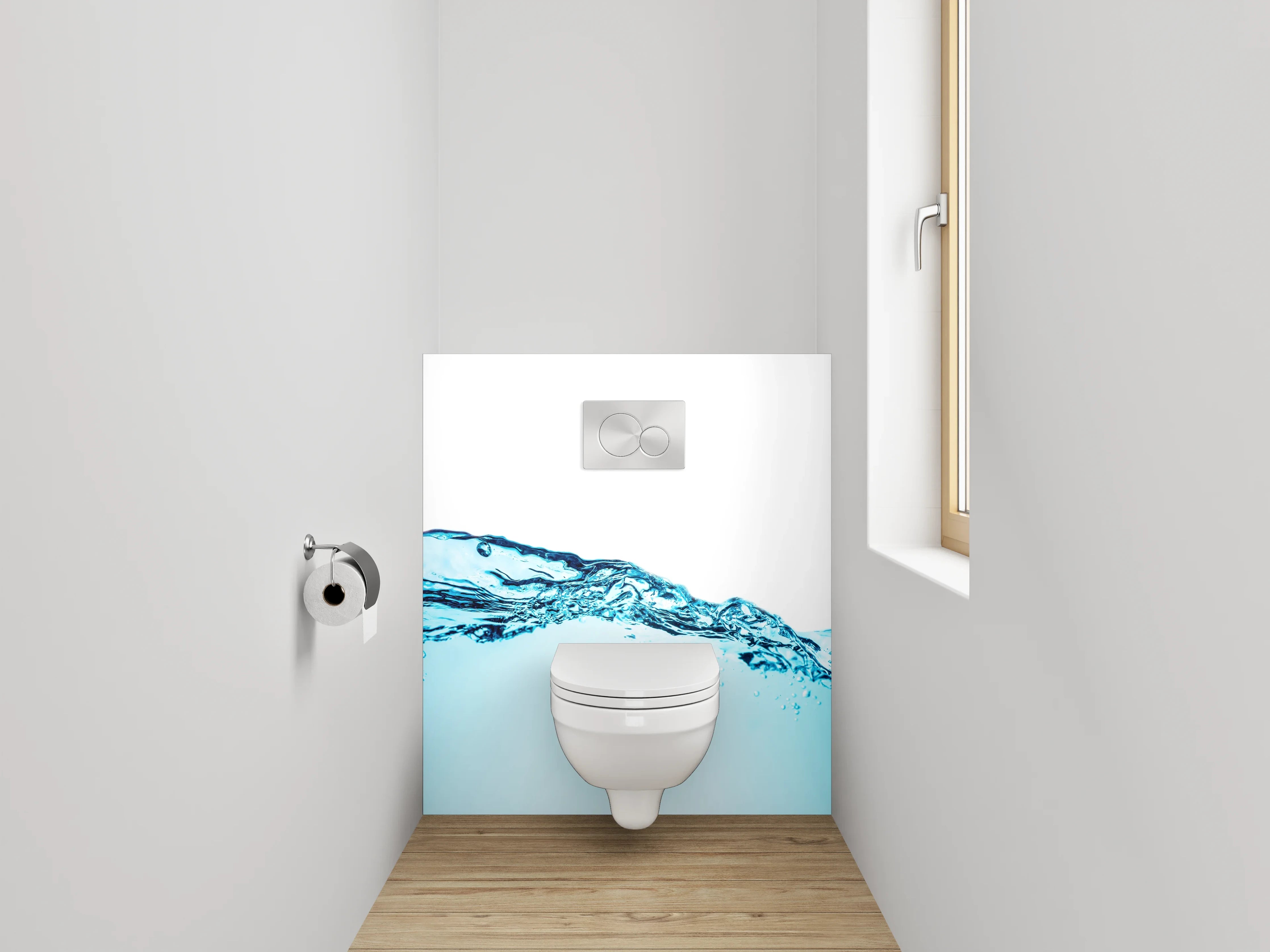 WC-Rückwand - Blaues Wasser Splash Design