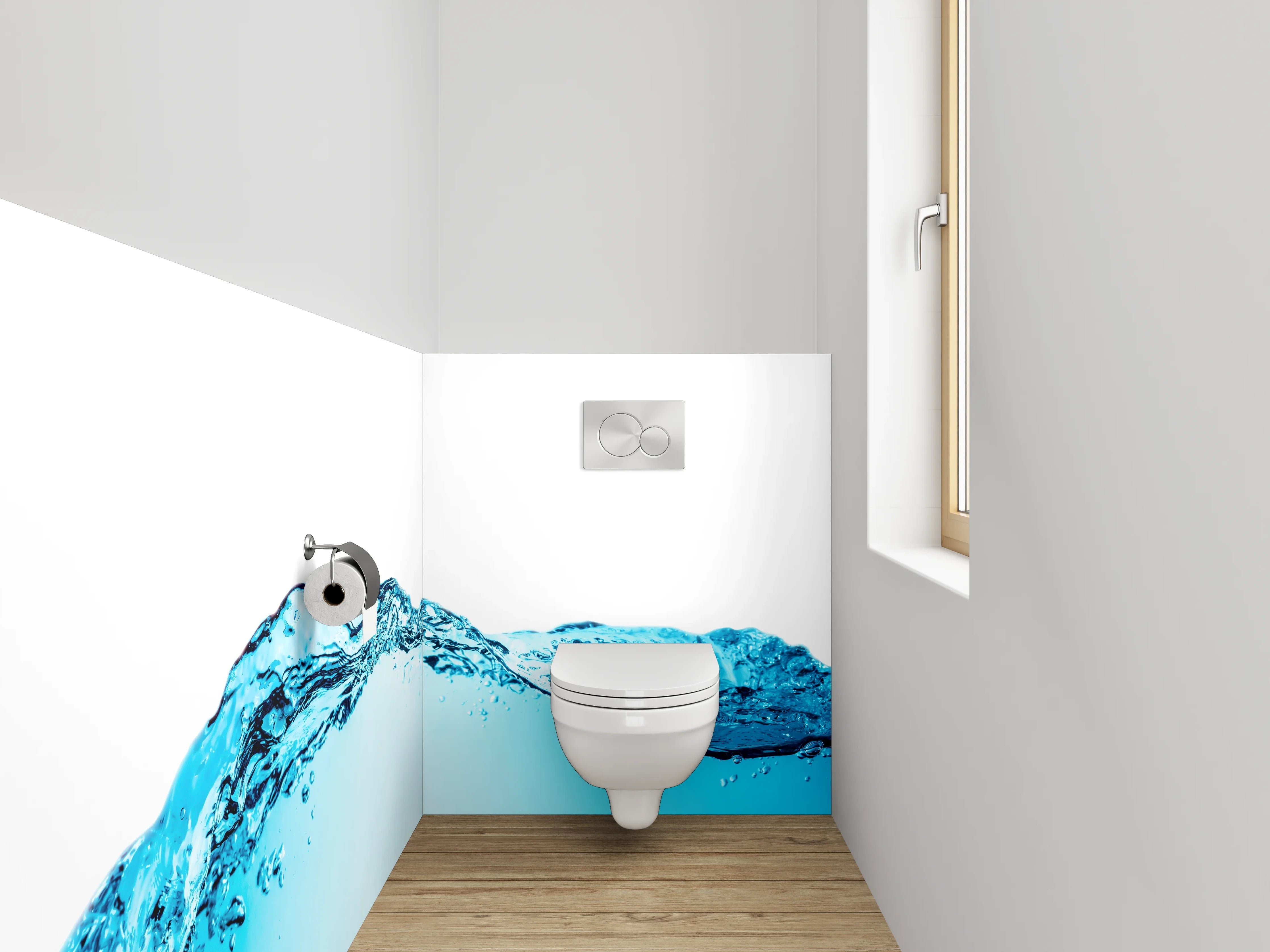 WC-Rückwand - Blaues Wasser Splash Design