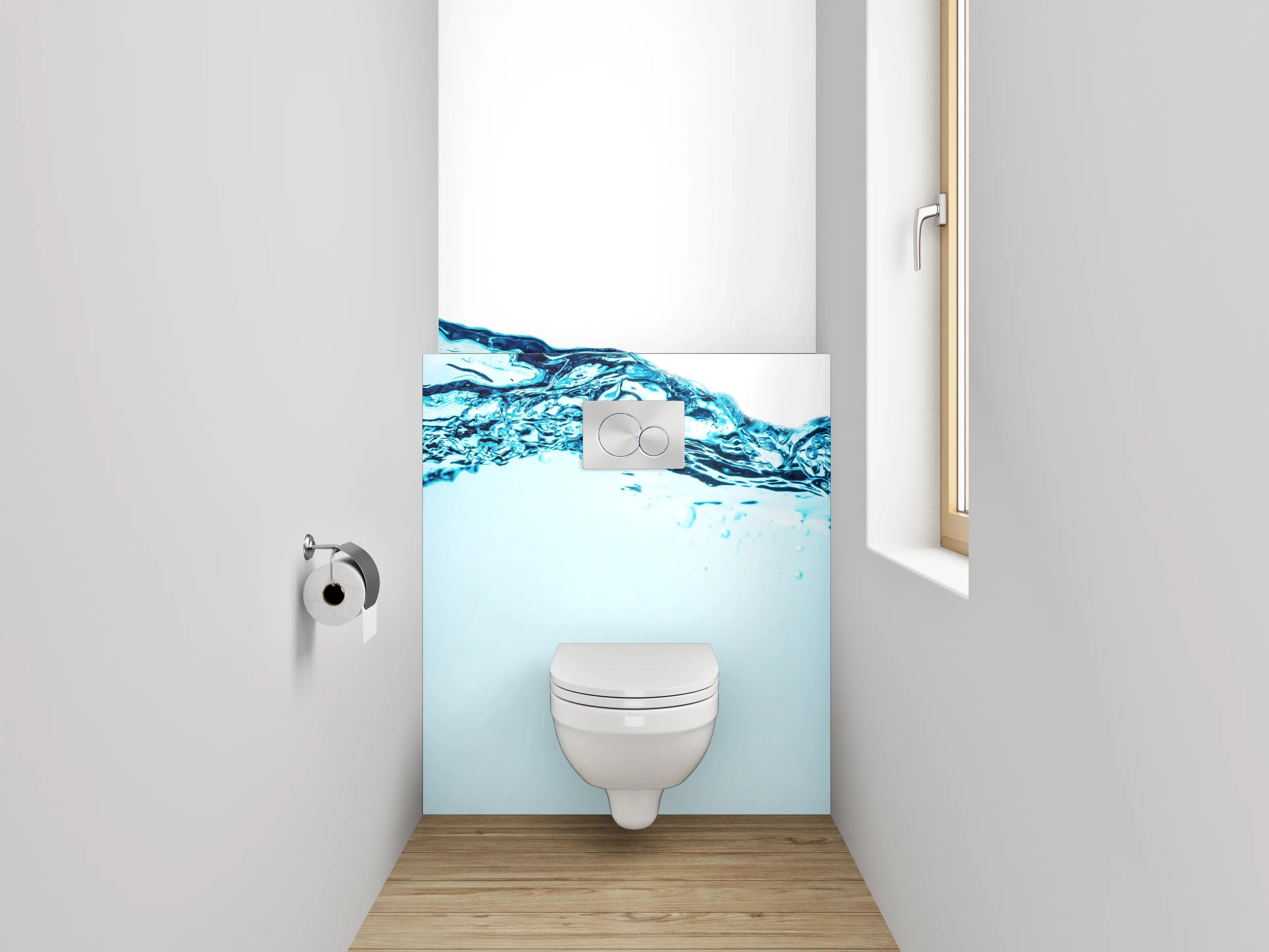 WC-Rückwand - Blaues Wasser Splash Design