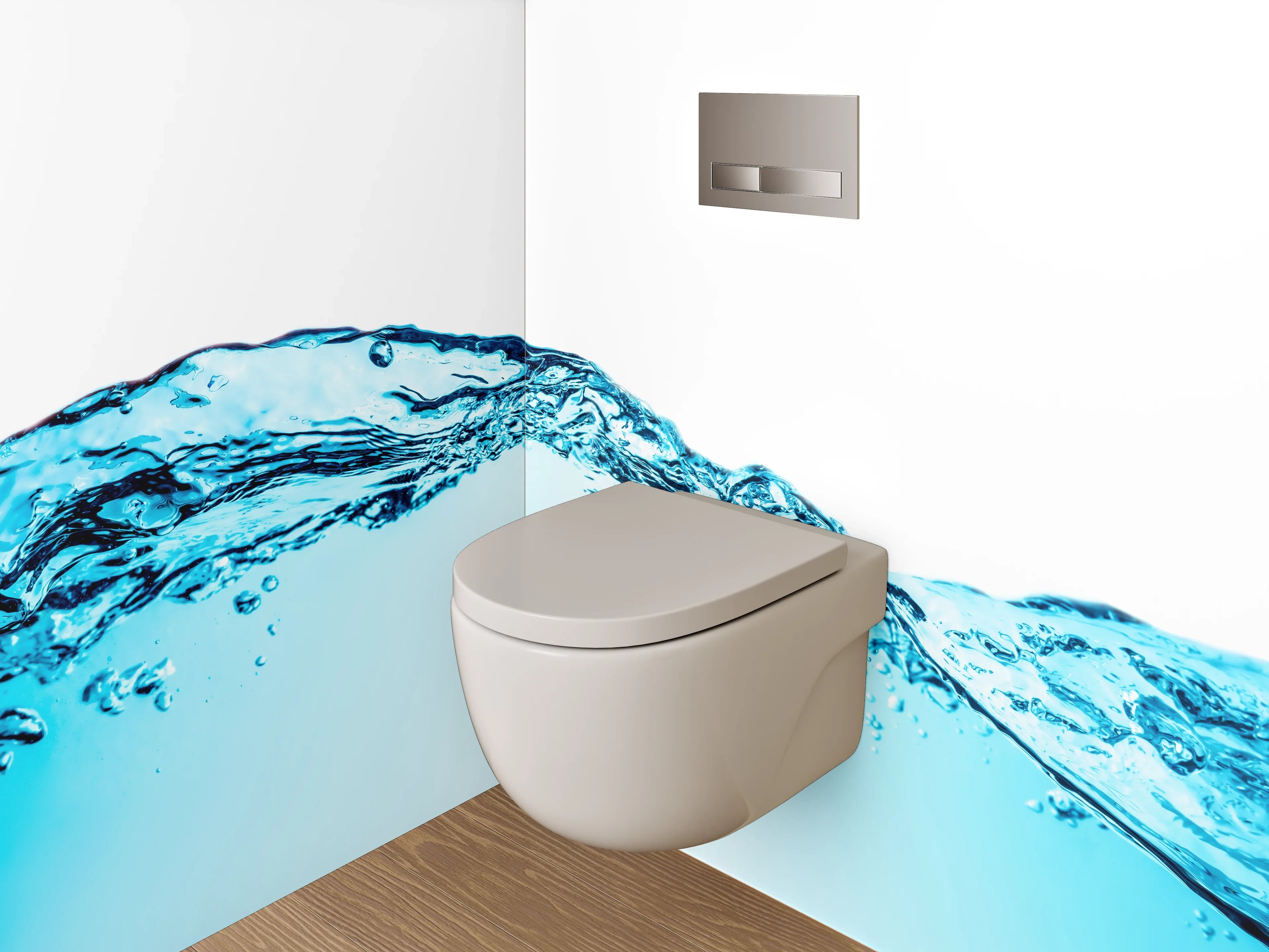 WC-Rückwand - Blaues Wasser Splash Design