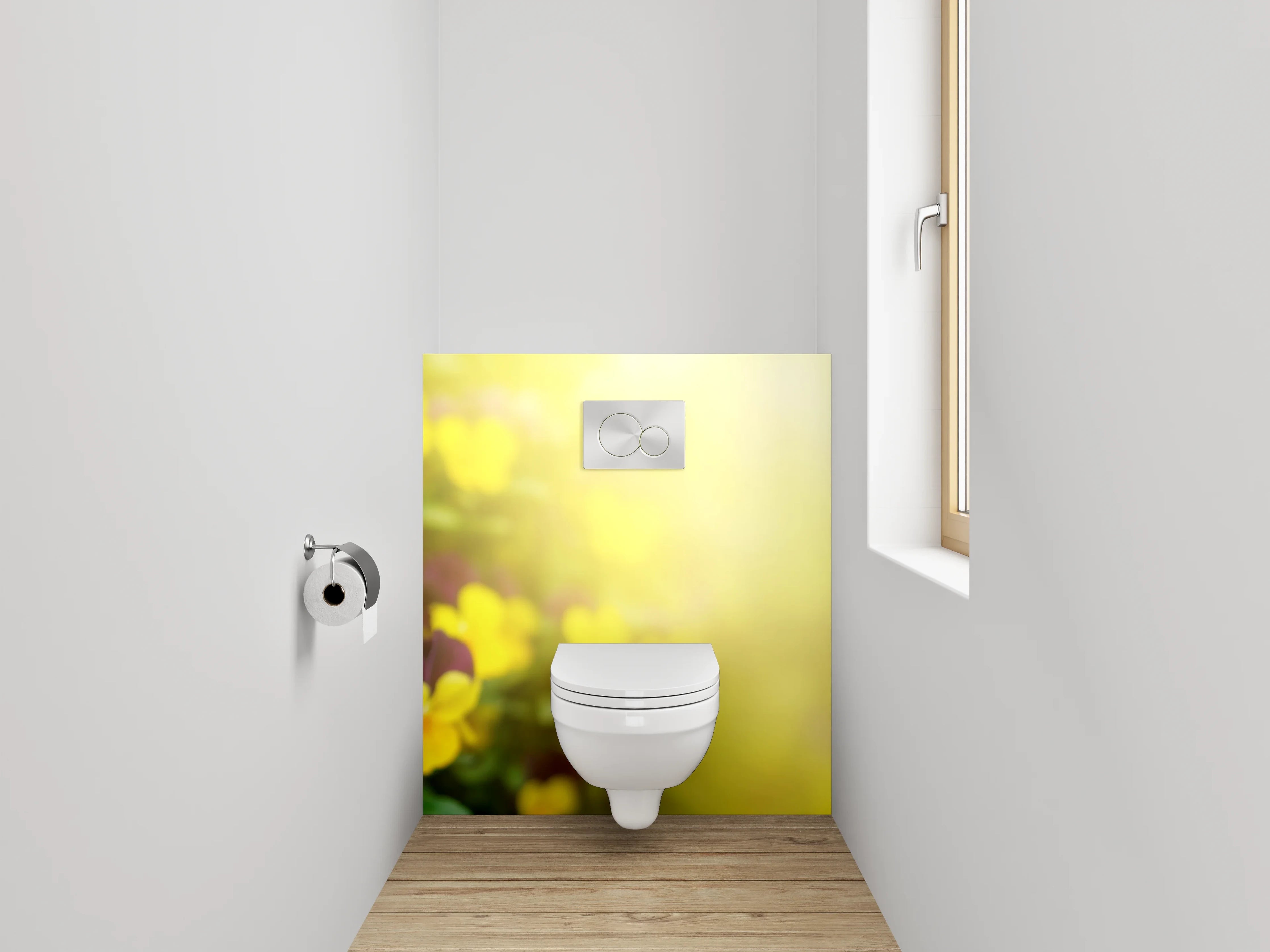 WC-Rückwand - Blühende Frühlingwiese mit Stiefmütterchen