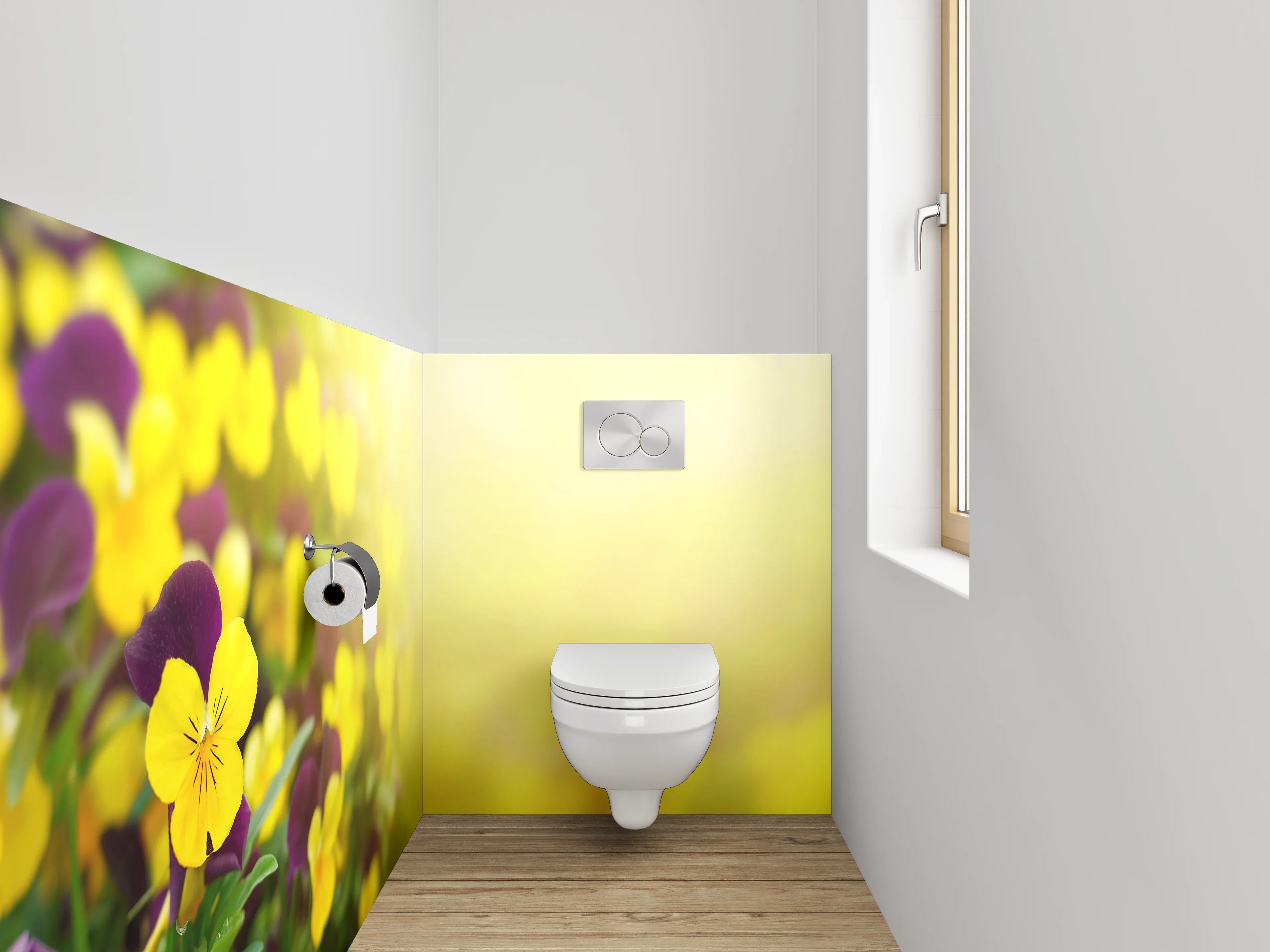 WC-Rückwand - Blühende Frühlingwiese mit Stiefmütterchen