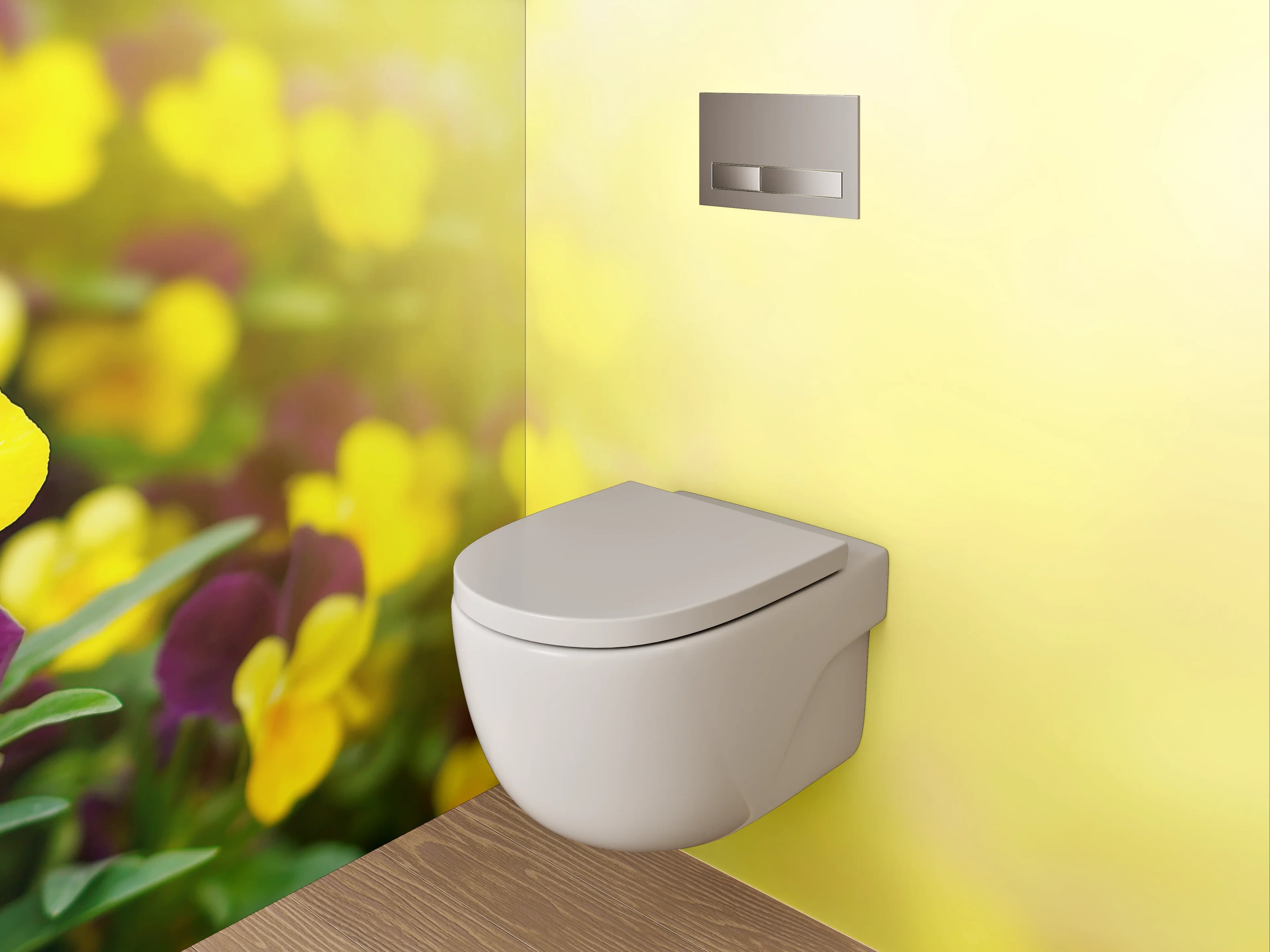 WC-Rückwand - Blühende Frühlingwiese mit Stiefmütterchen