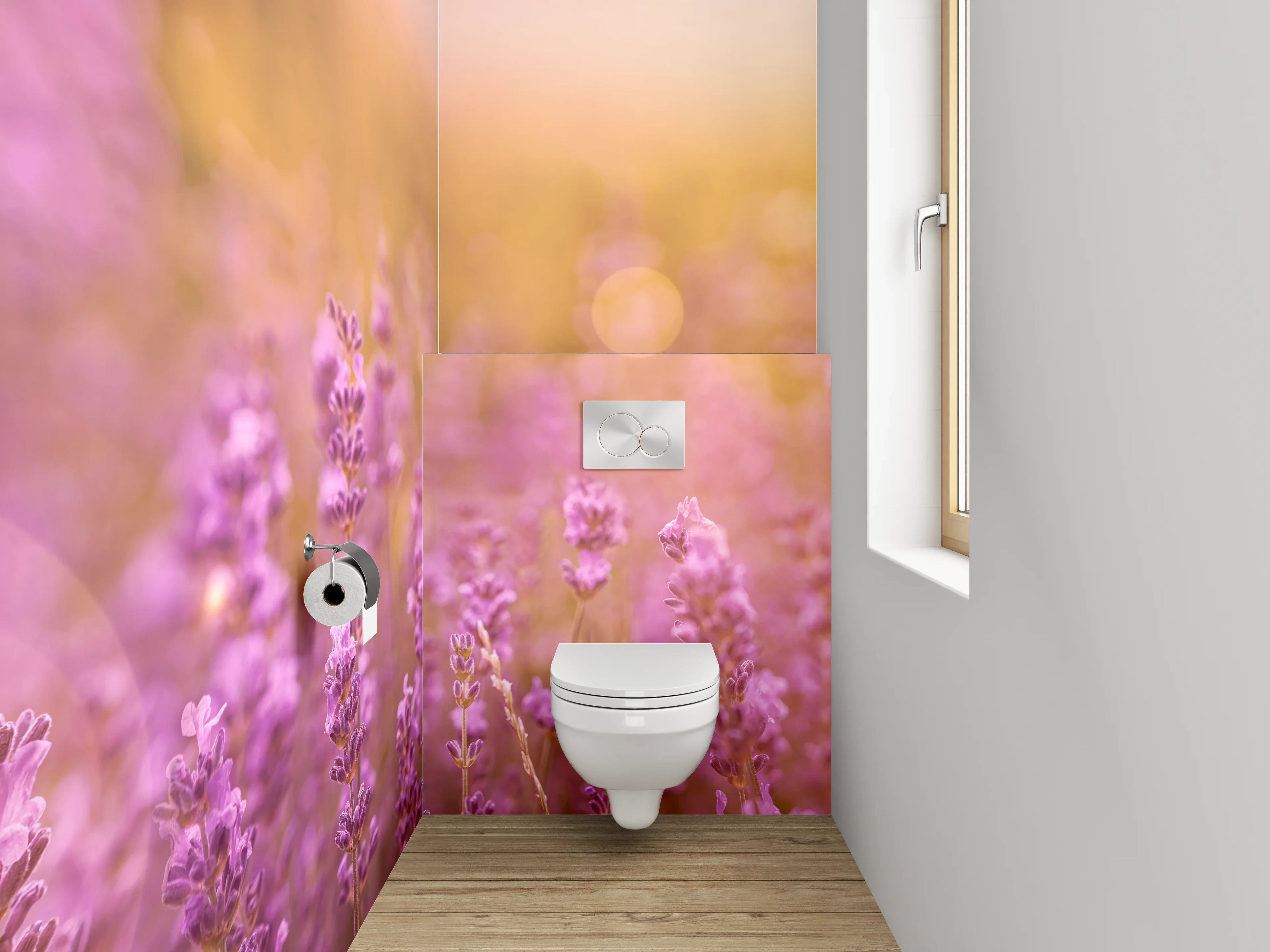 WC-Rückwand - Blühendes Lavendelfeld im Sonnenlicht