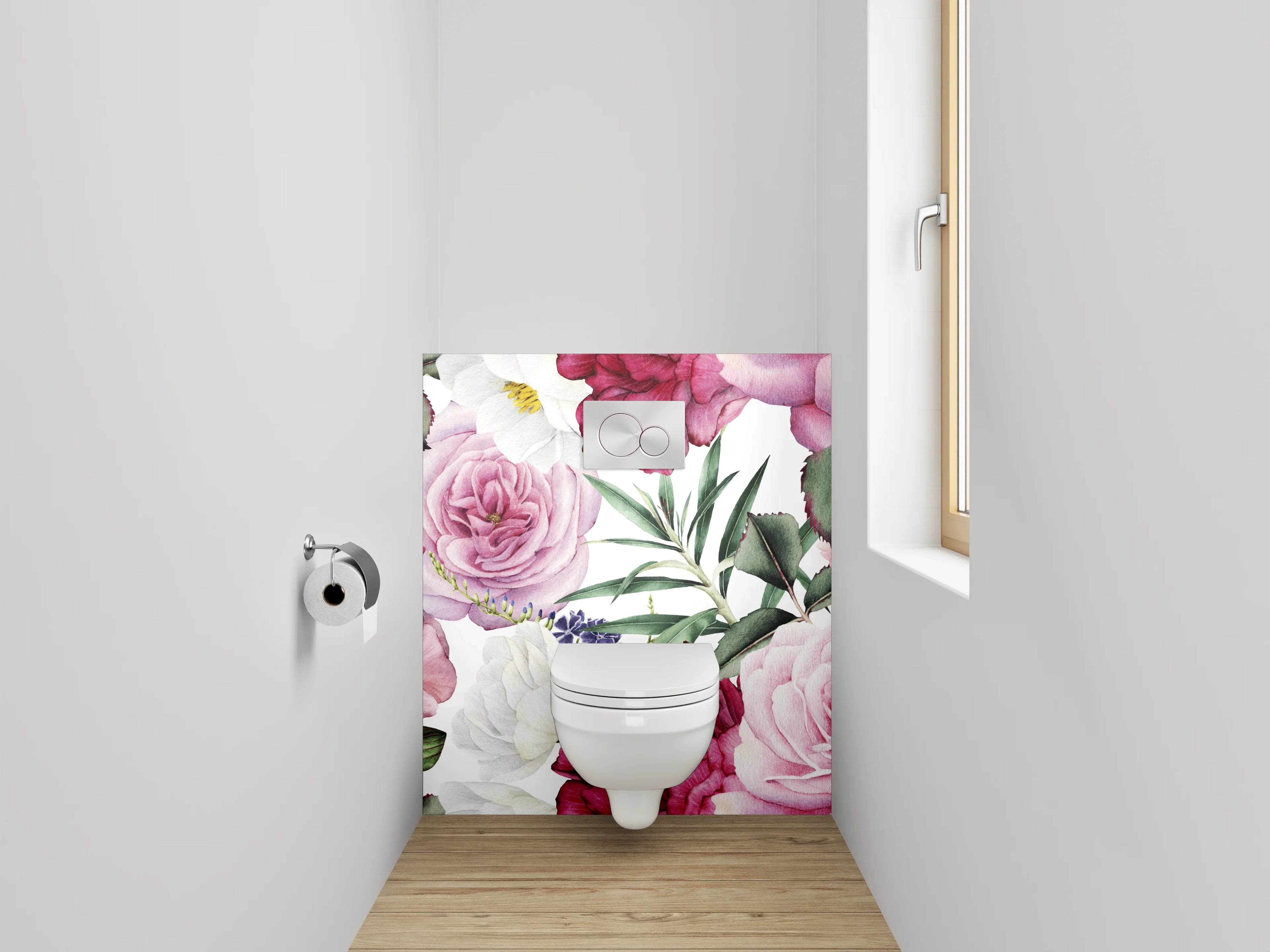 WC-Rückwand - Blütenpracht Aquarell Blumenmuster
