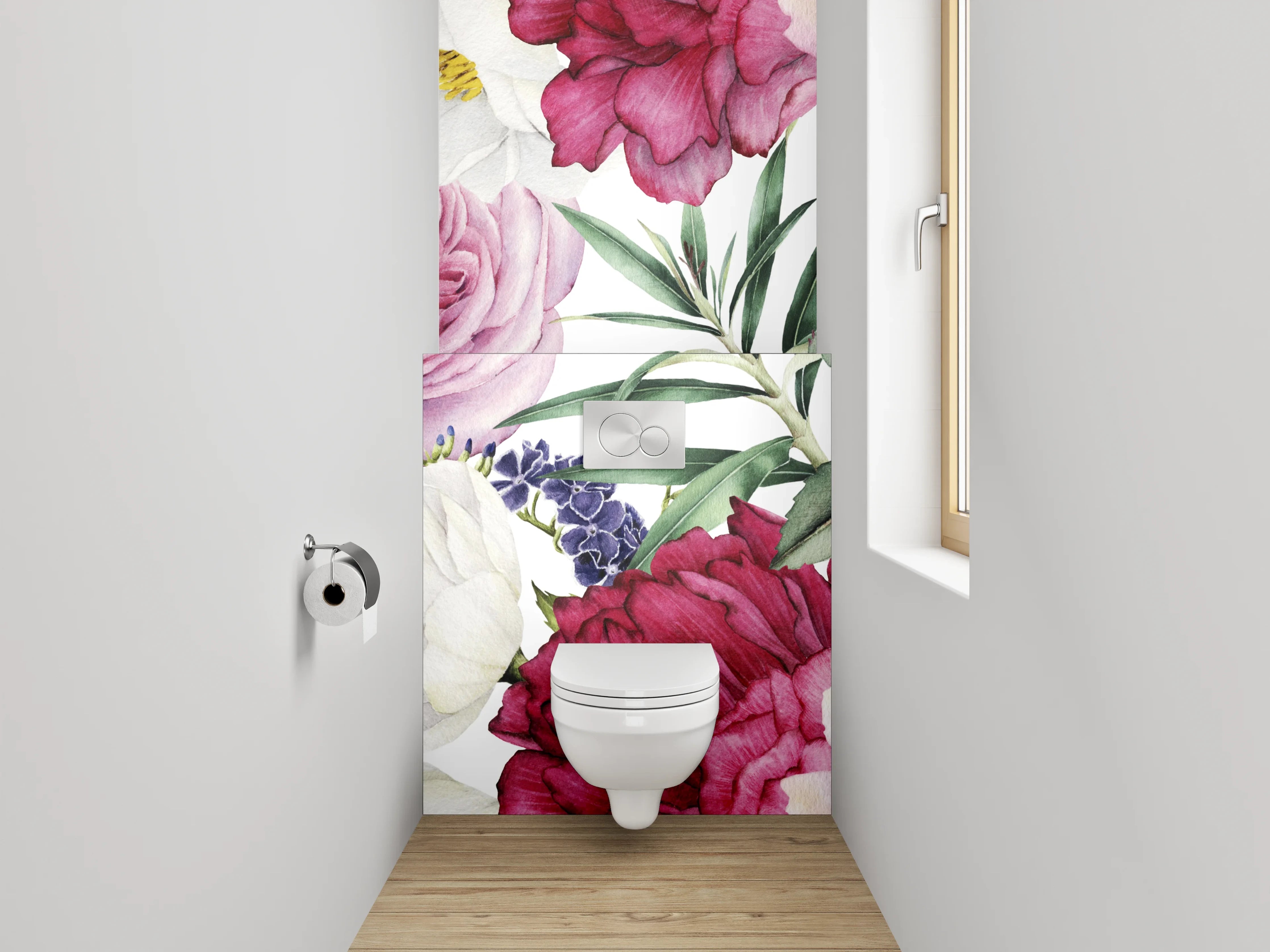WC-Rückwand - Blütenpracht Aquarell Blumenmuster