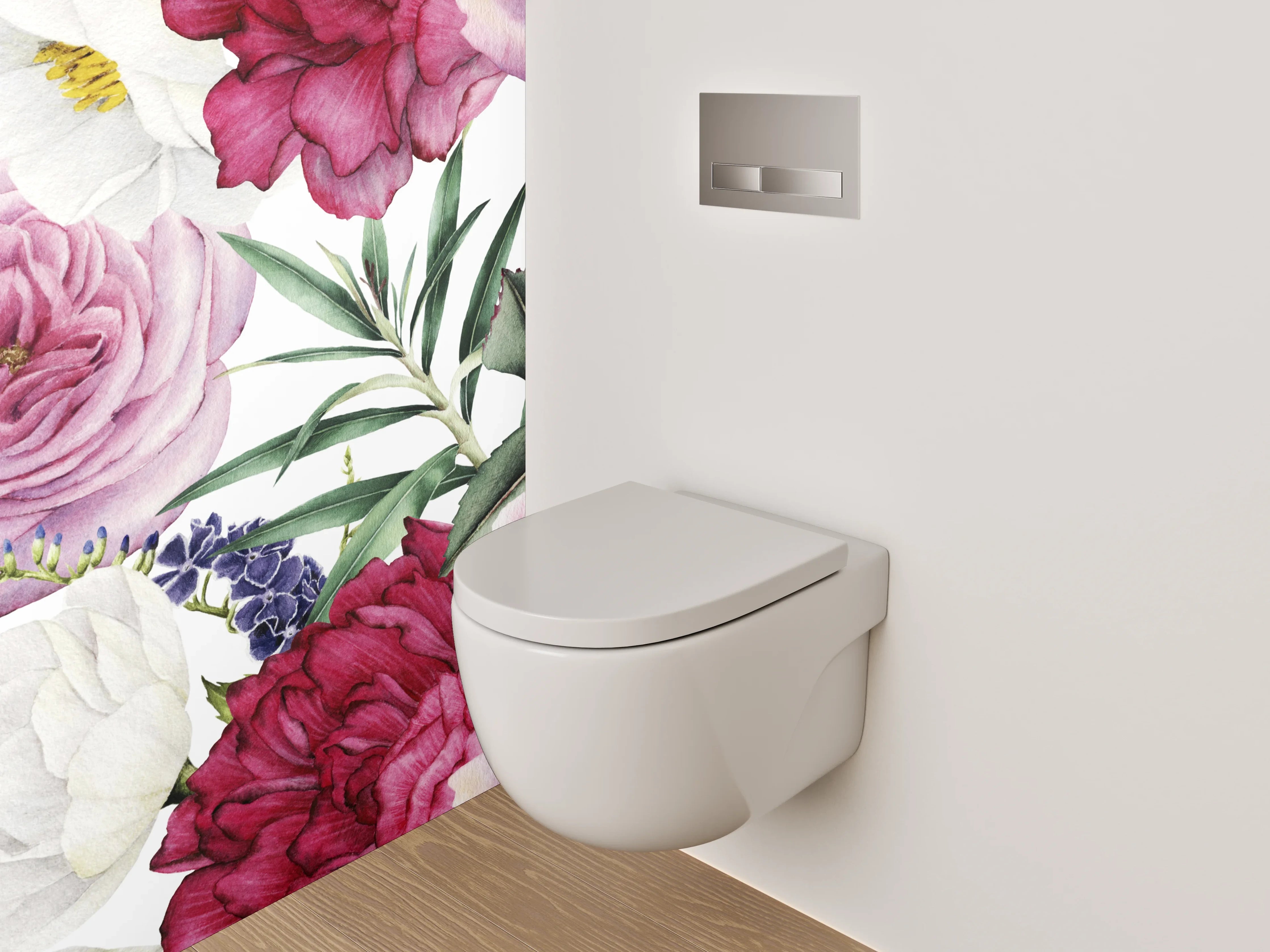 WC-Rückwand - Blütenpracht Aquarell Blumenmuster