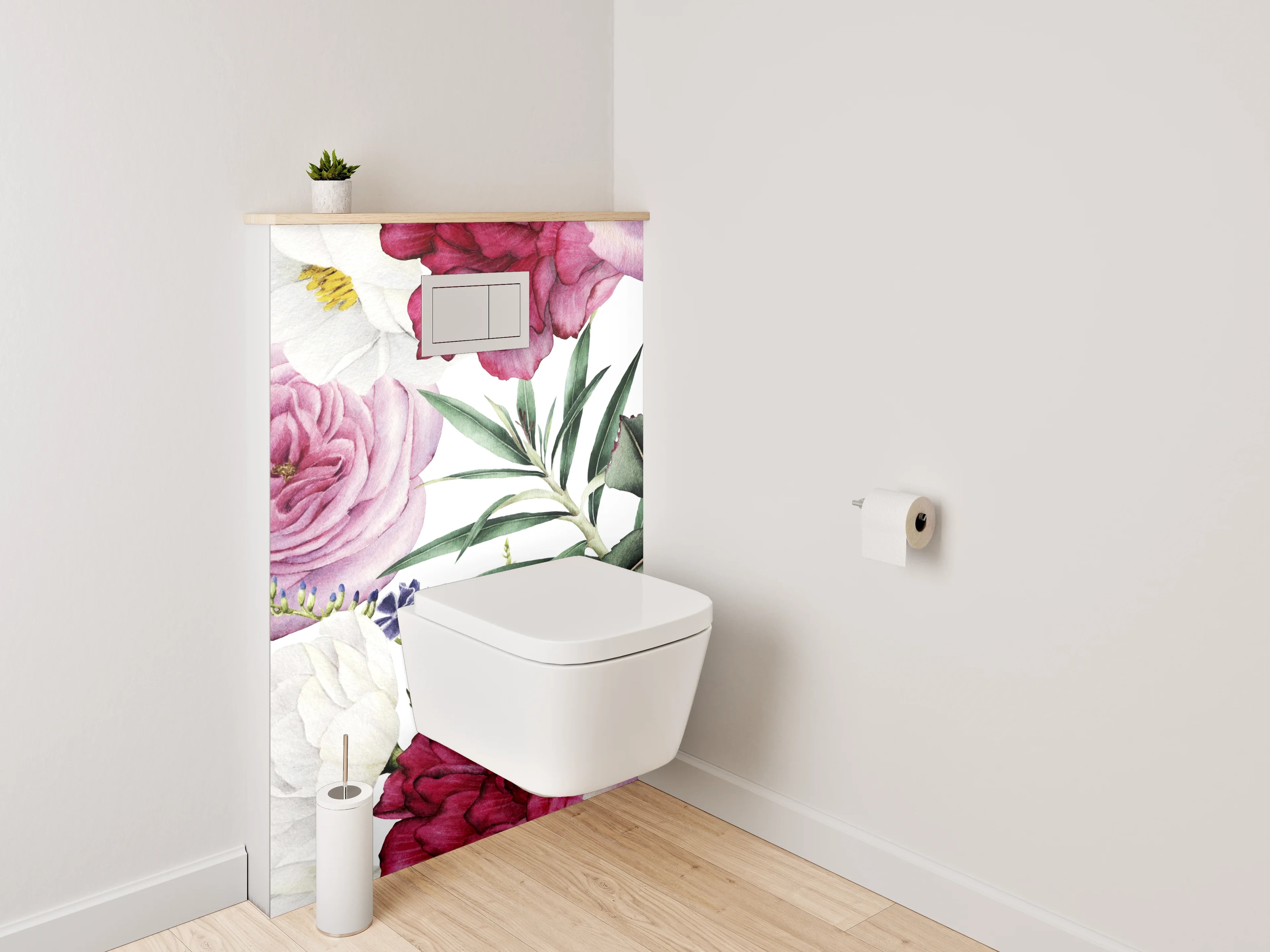 WC-Rückwand - Blütenpracht Aquarell Blumenmuster