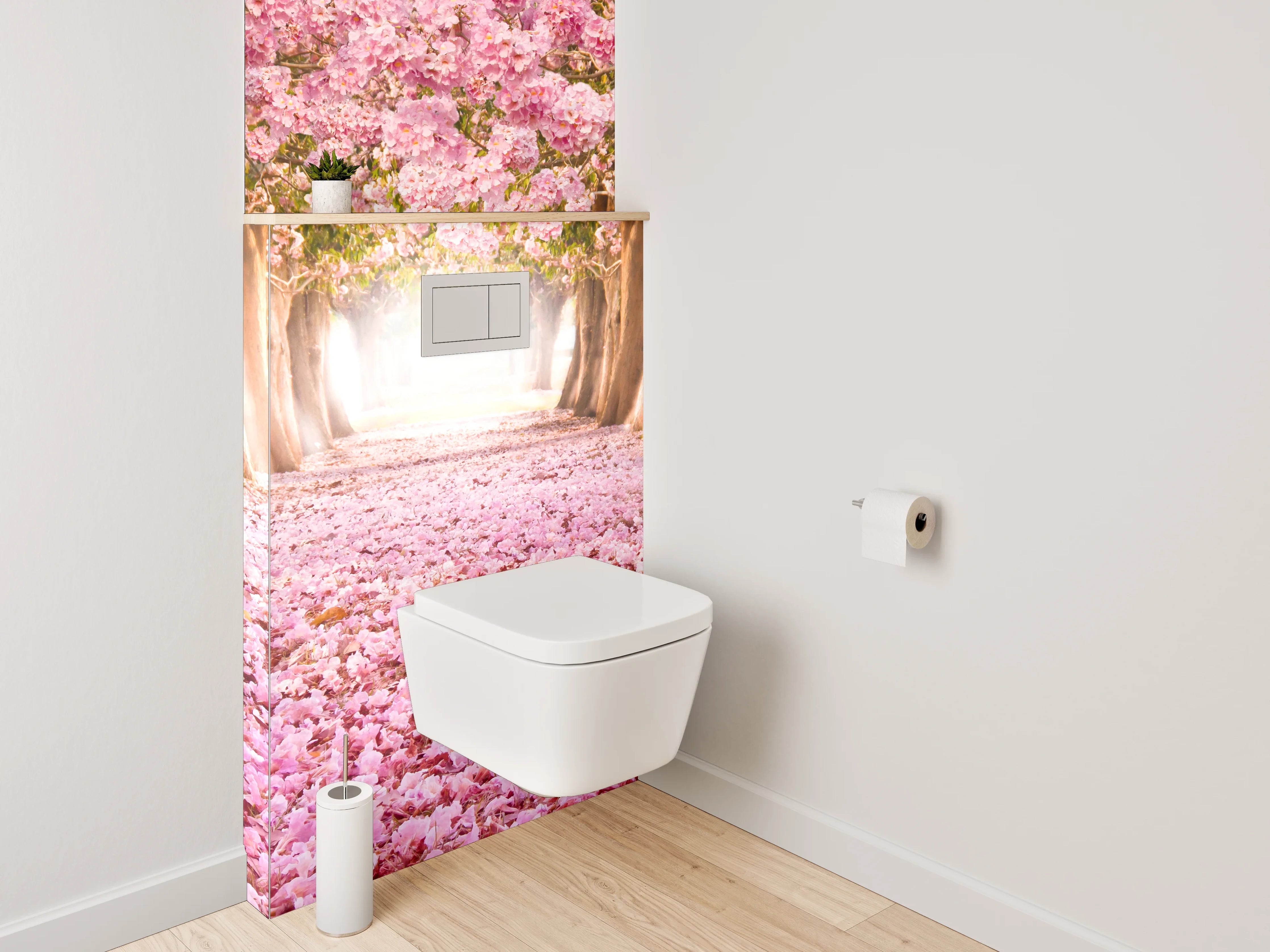 WC-Rückwand - Blütentunnel in Rosa