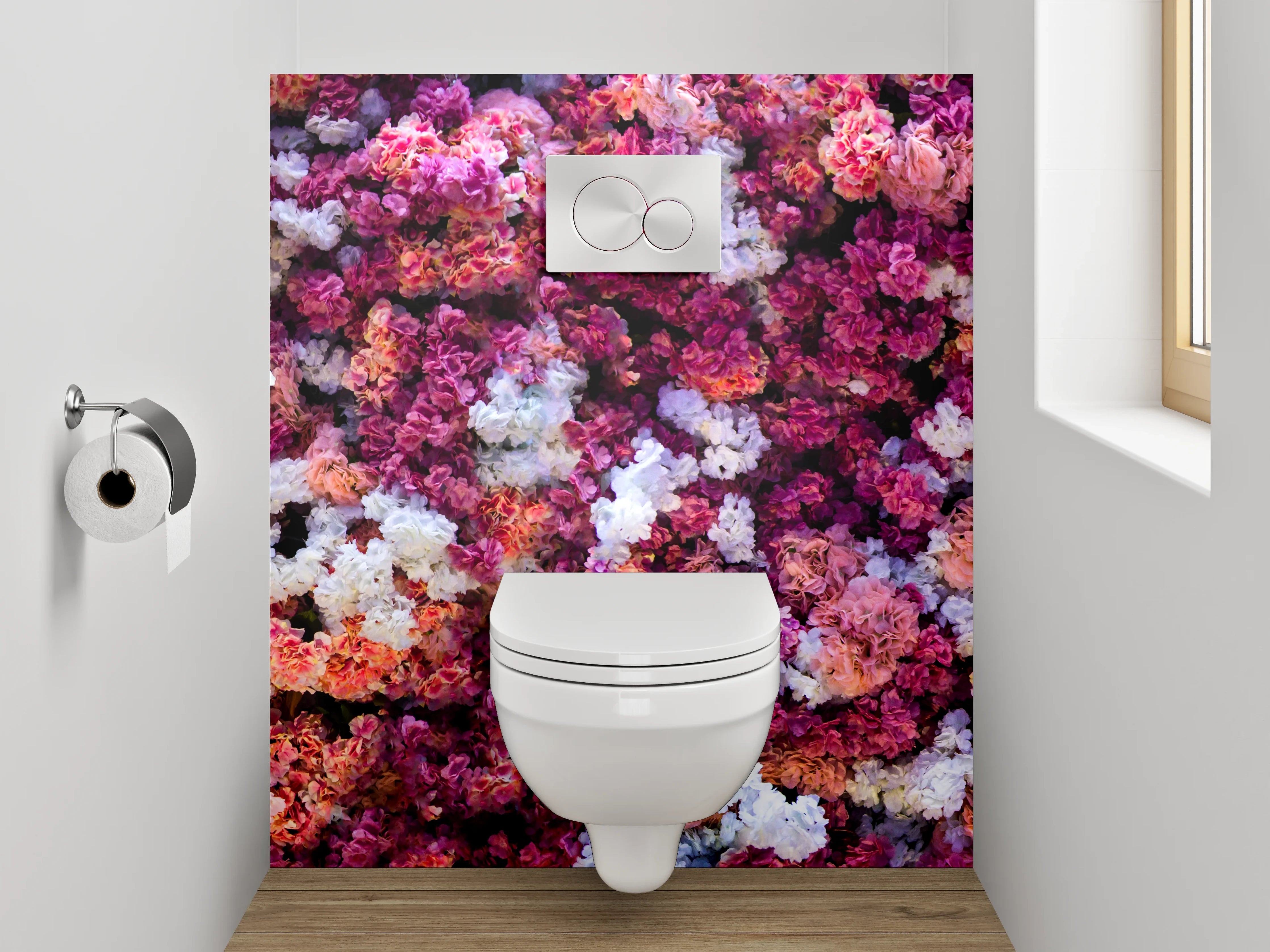 WC-Rückwand - Blumenmeer Rosa-Lila Aquarell