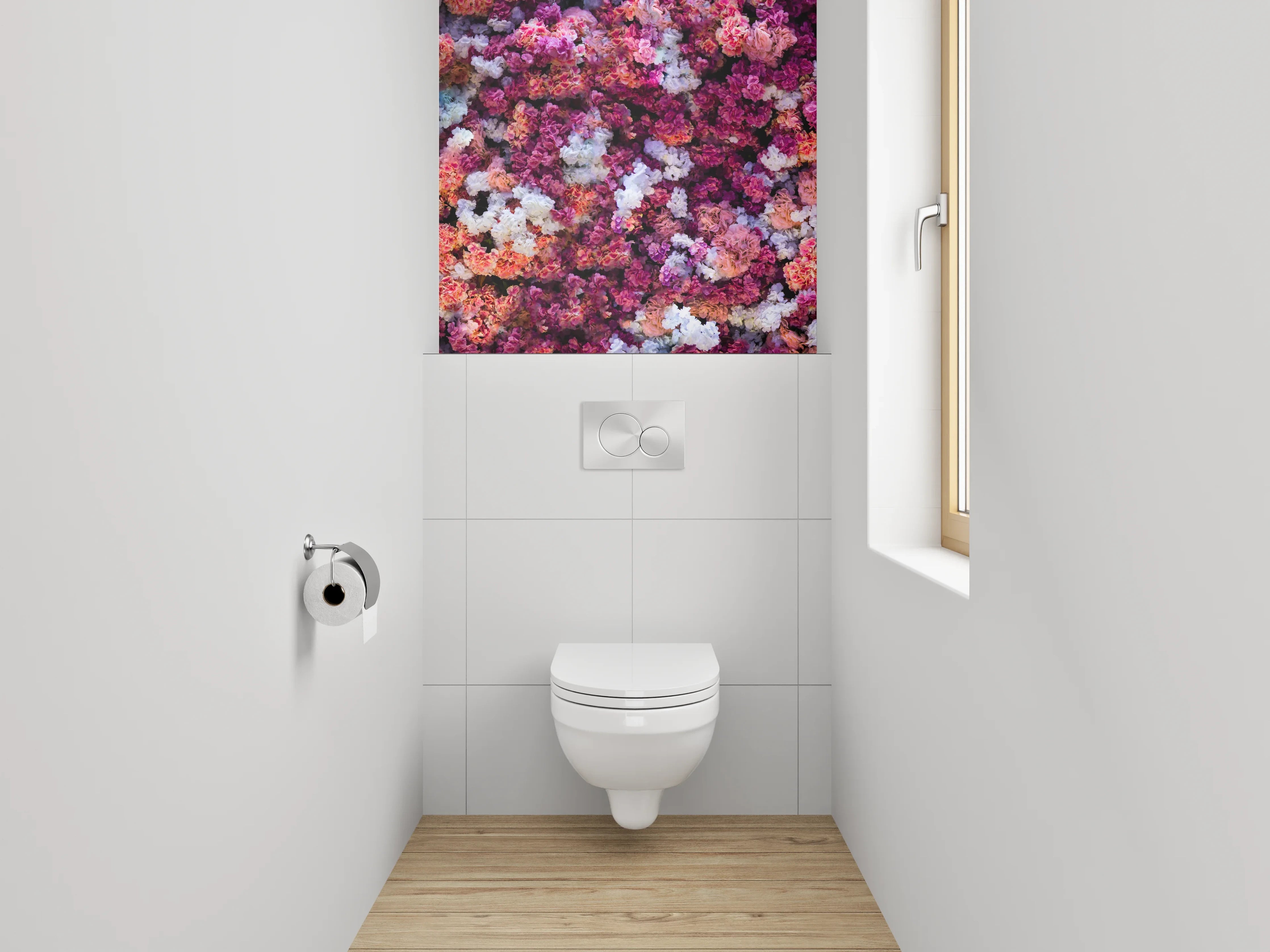 WC-Rückwand - Blumenmeer Rosa-Lila Aquarell