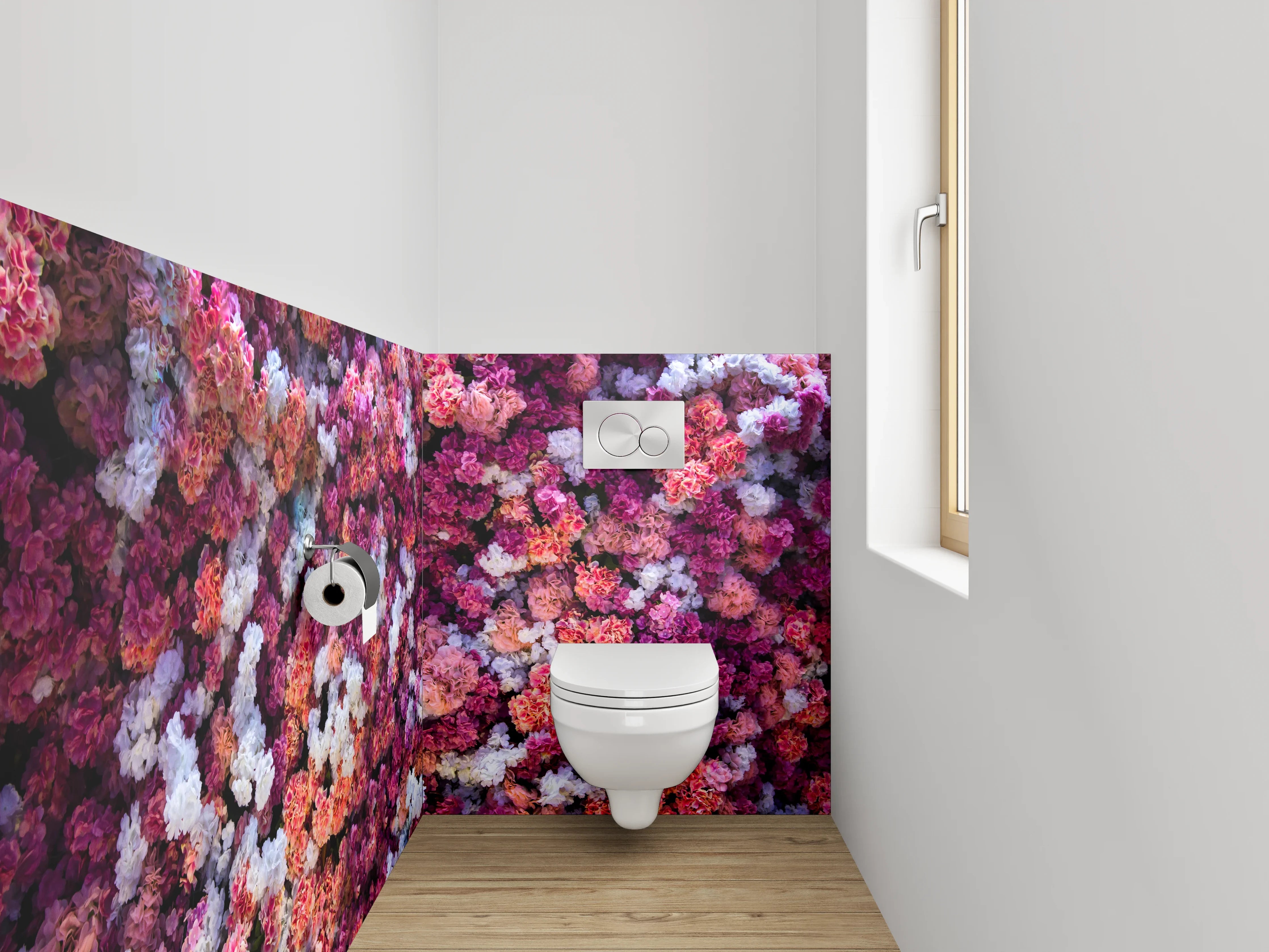 WC-Rückwand - Blumenmeer Rosa-Lila Aquarell