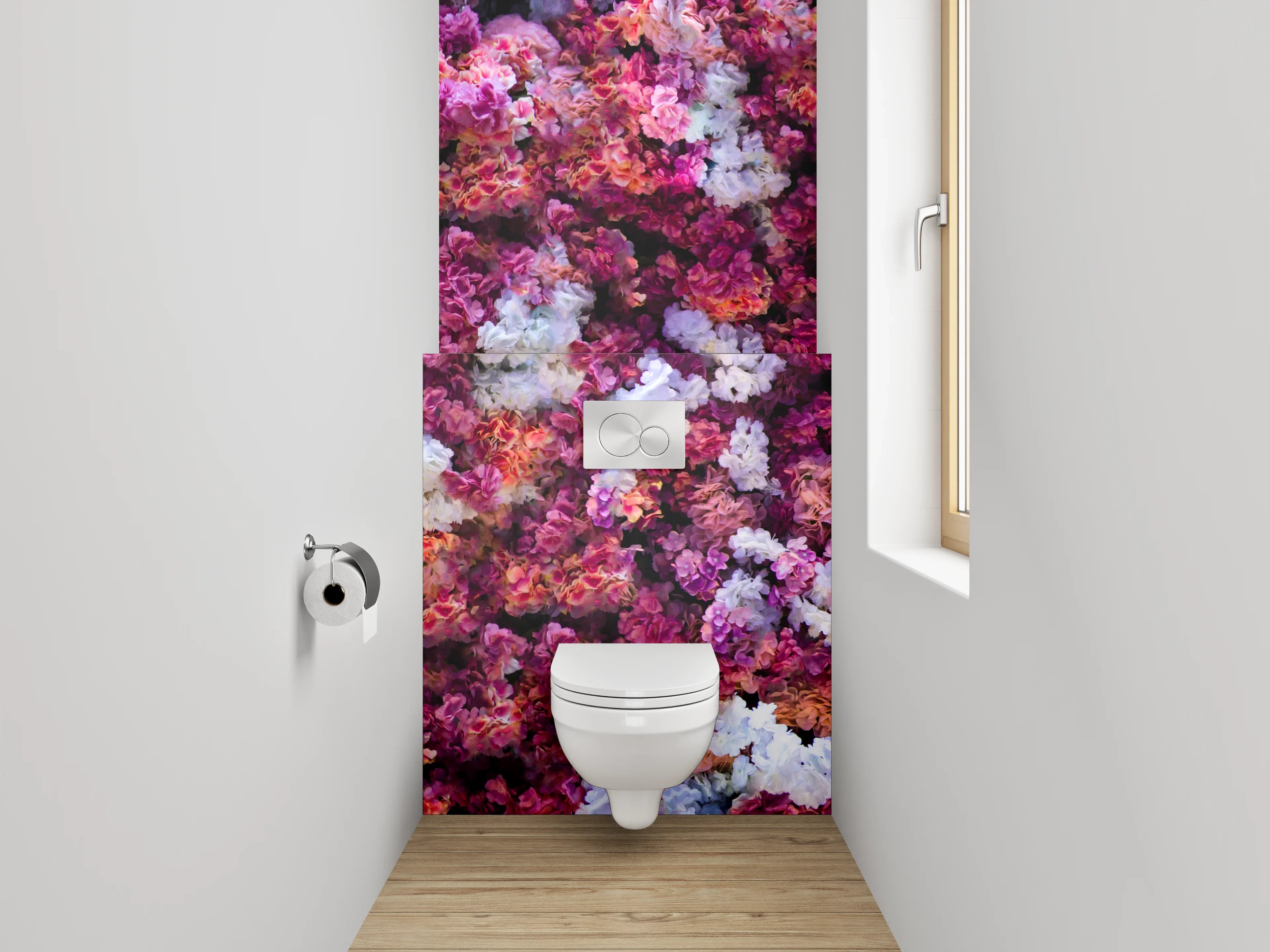 WC-Rückwand - Blumenmeer Rosa-Lila Aquarell