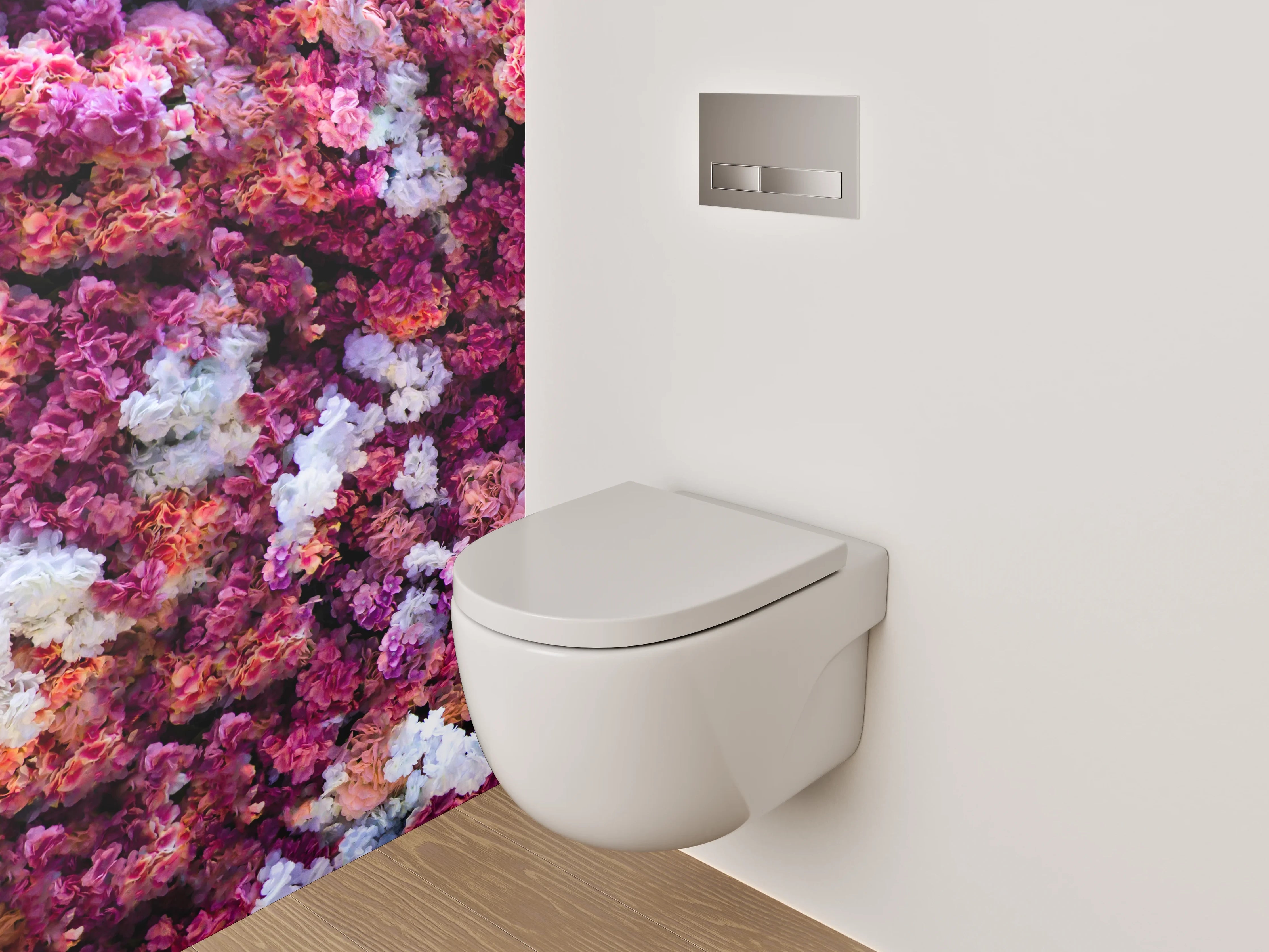 WC-Rückwand - Blumenmeer Rosa-Lila Aquarell