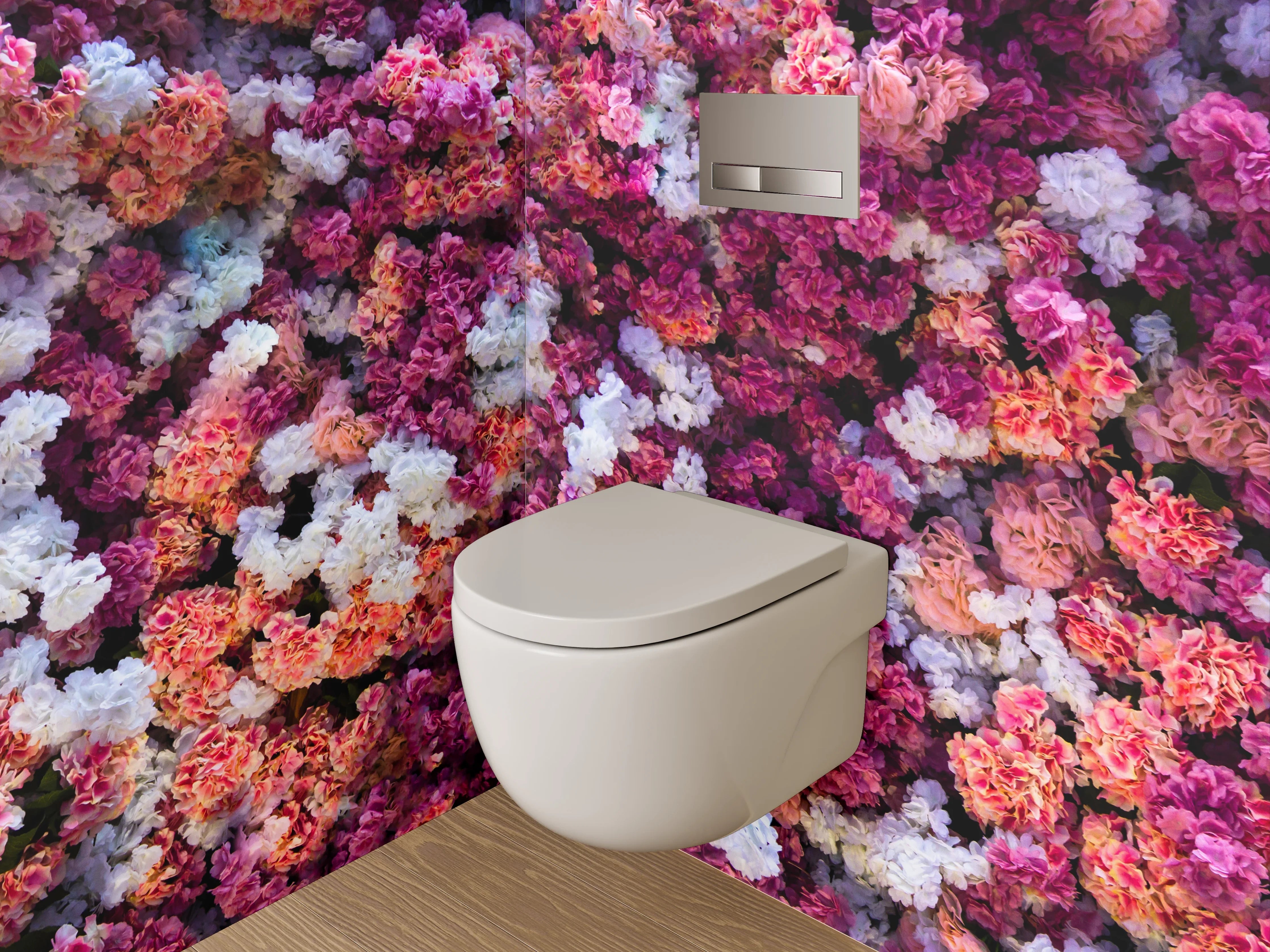 WC-Rückwand - Blumenmeer Rosa-Lila Aquarell
