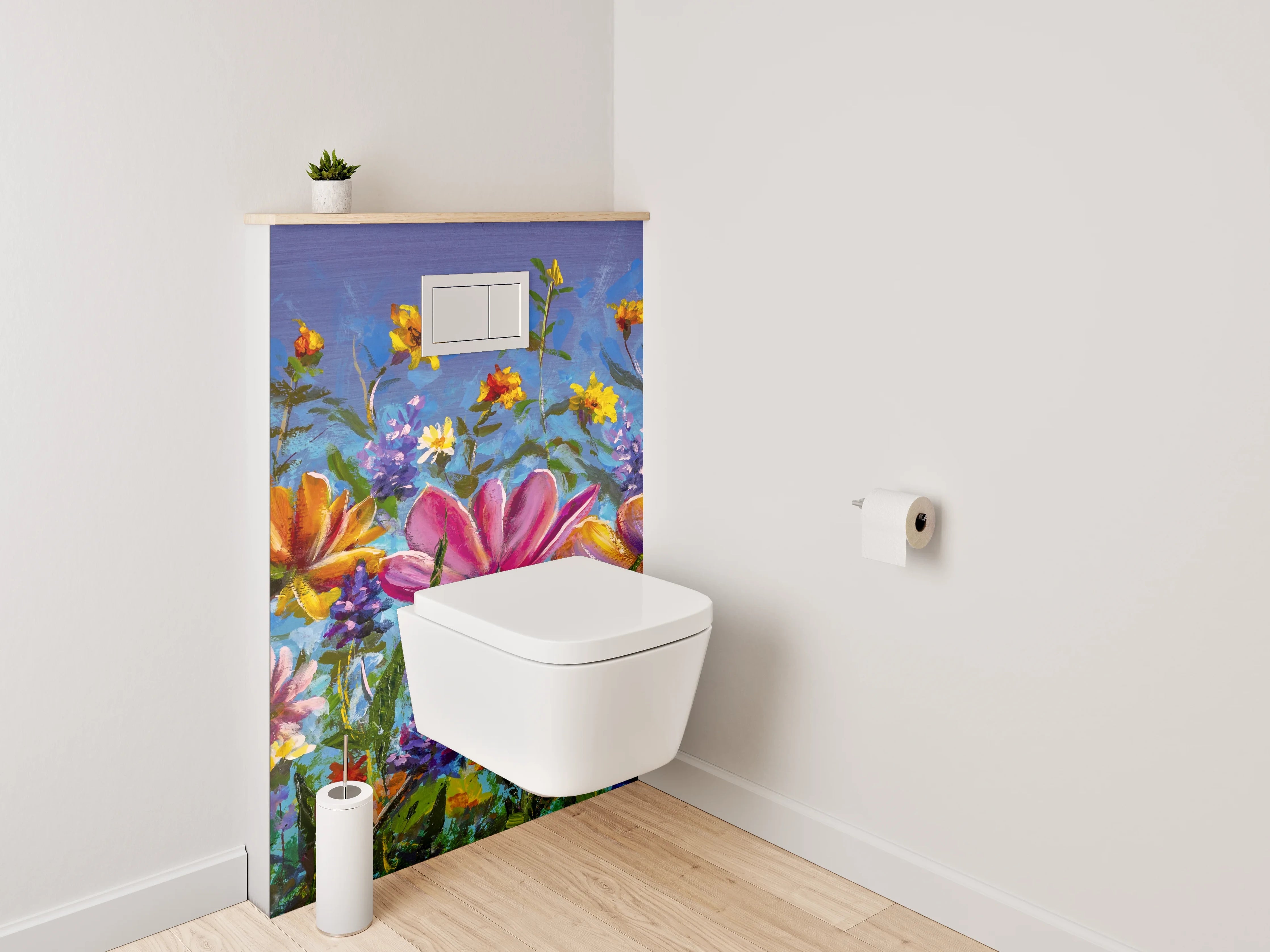 WC-Rückwand - Blumenwiese Gemälde Frühling Farben