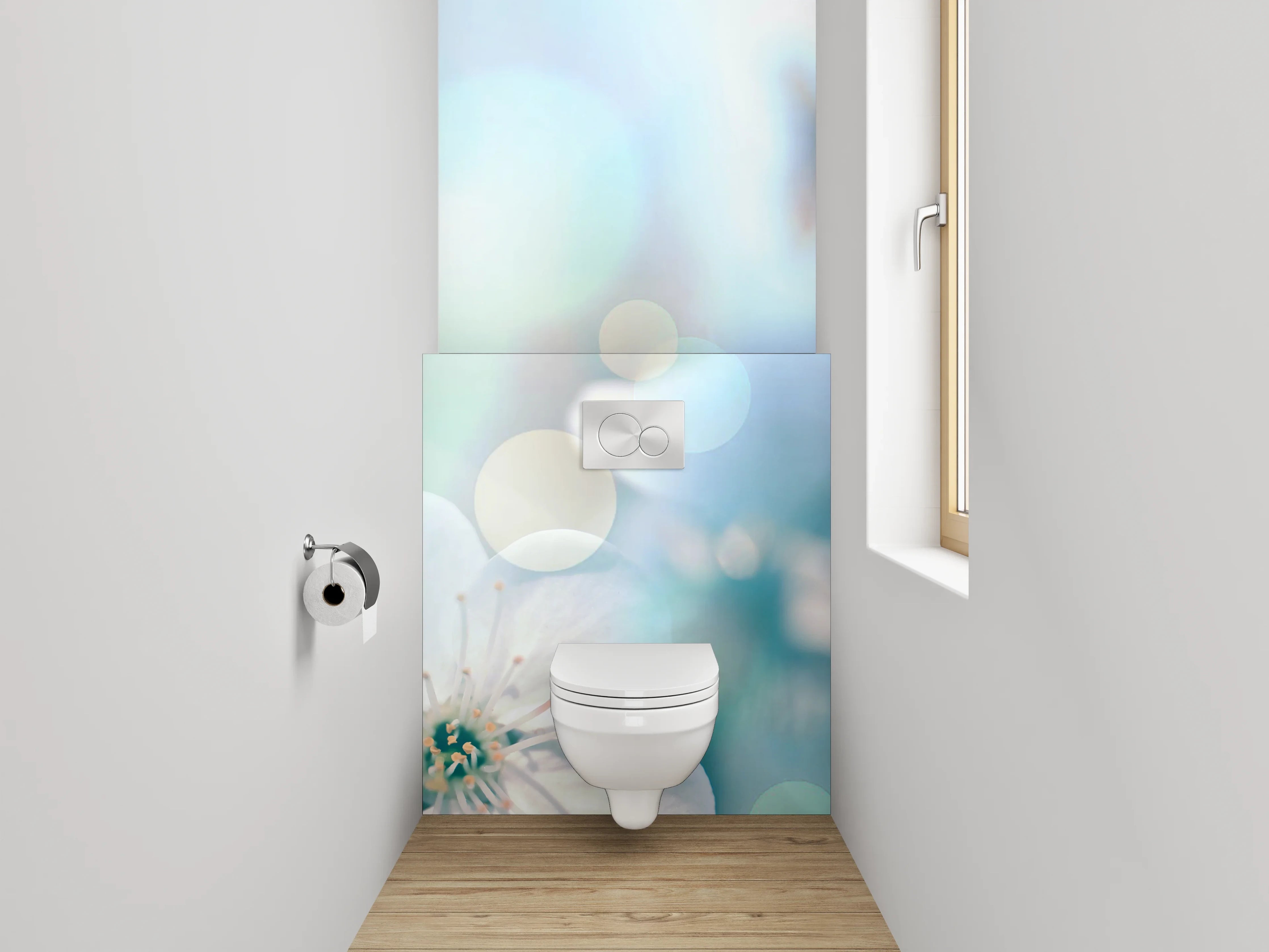 WC-Rückwand - Blumenzauber in zarten Pastellfarben