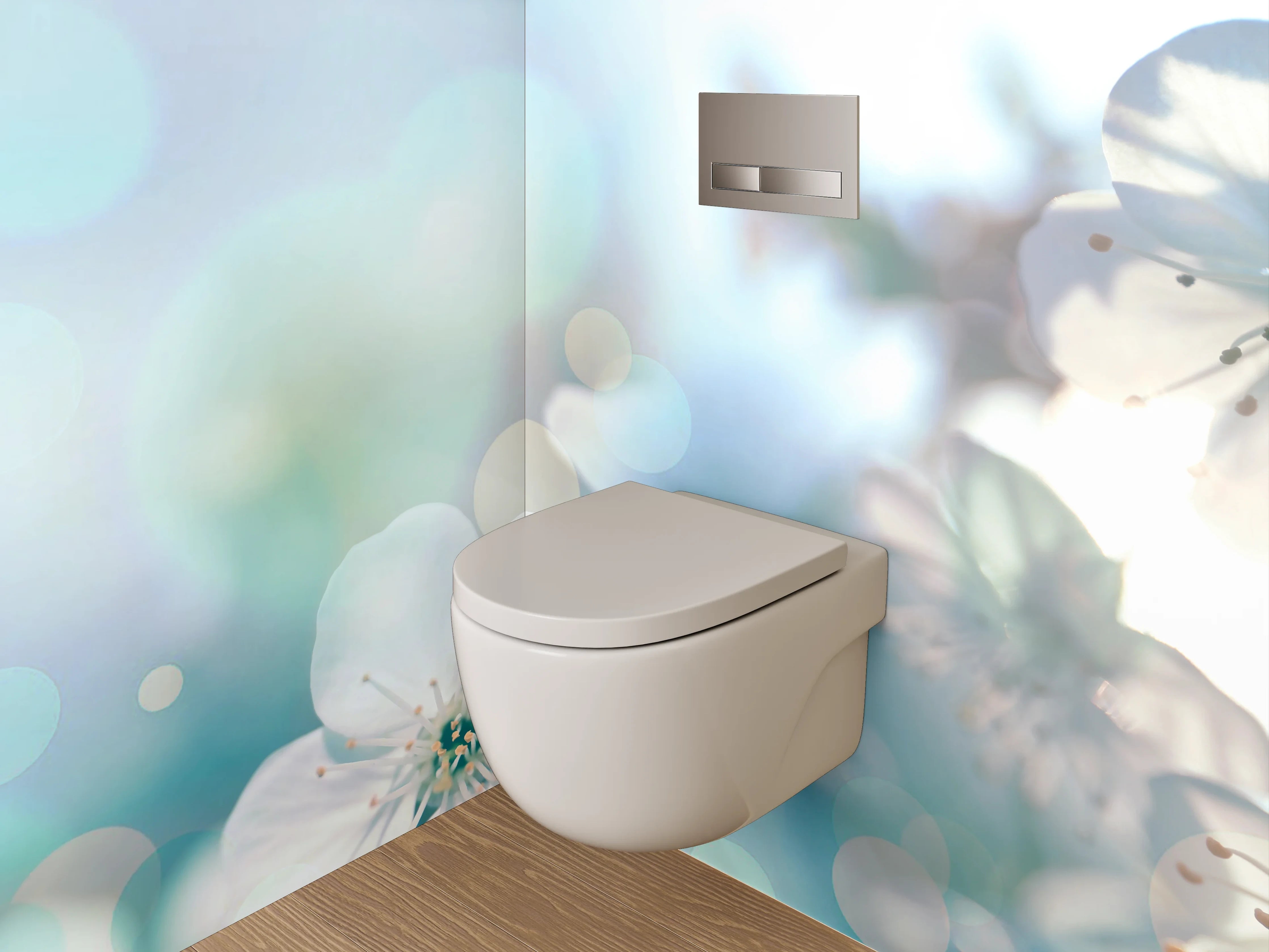 WC-Rückwand - Blumenzauber in zarten Pastellfarben