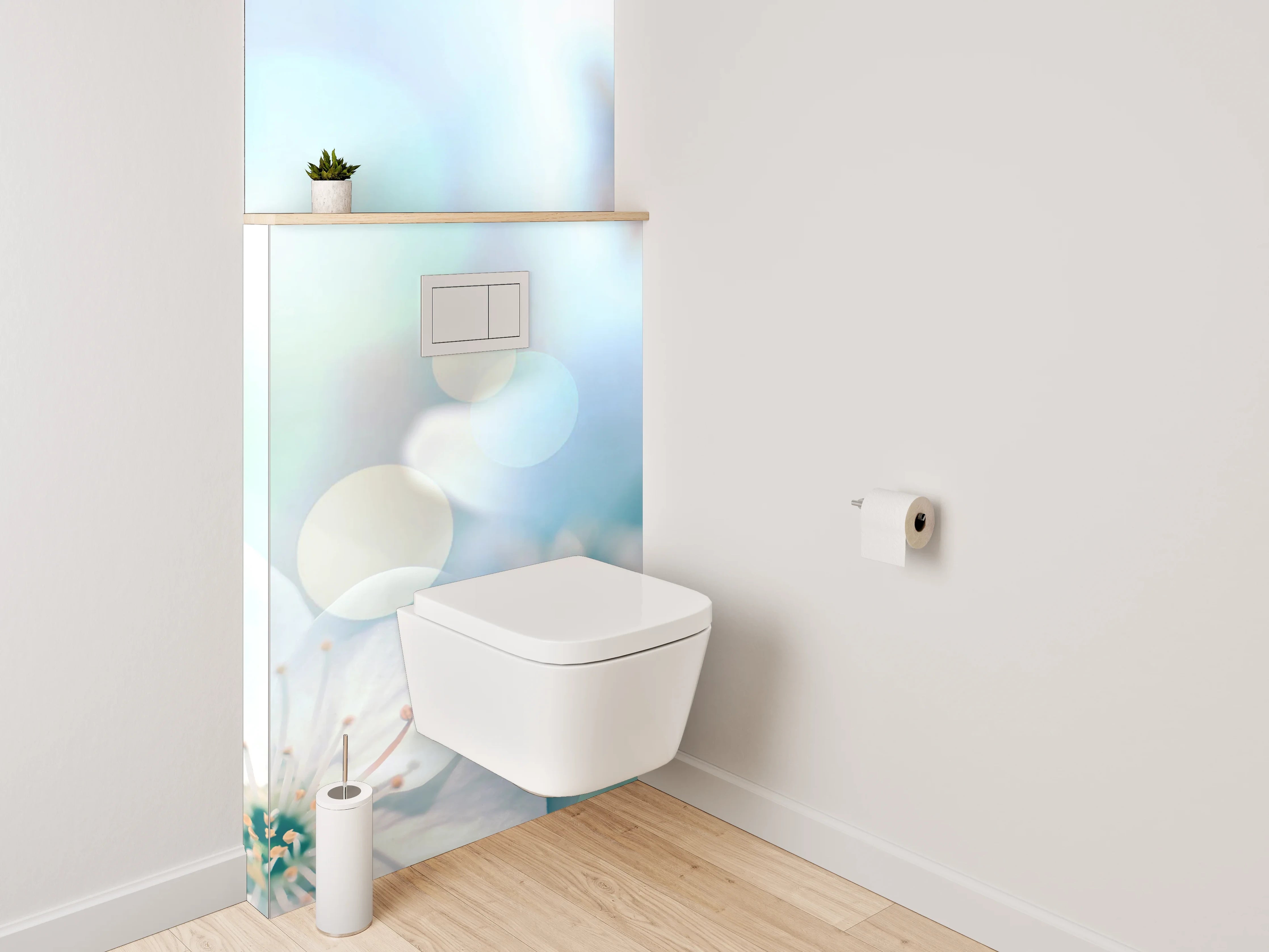 WC-Rückwand - Blumenzauber in zarten Pastellfarben