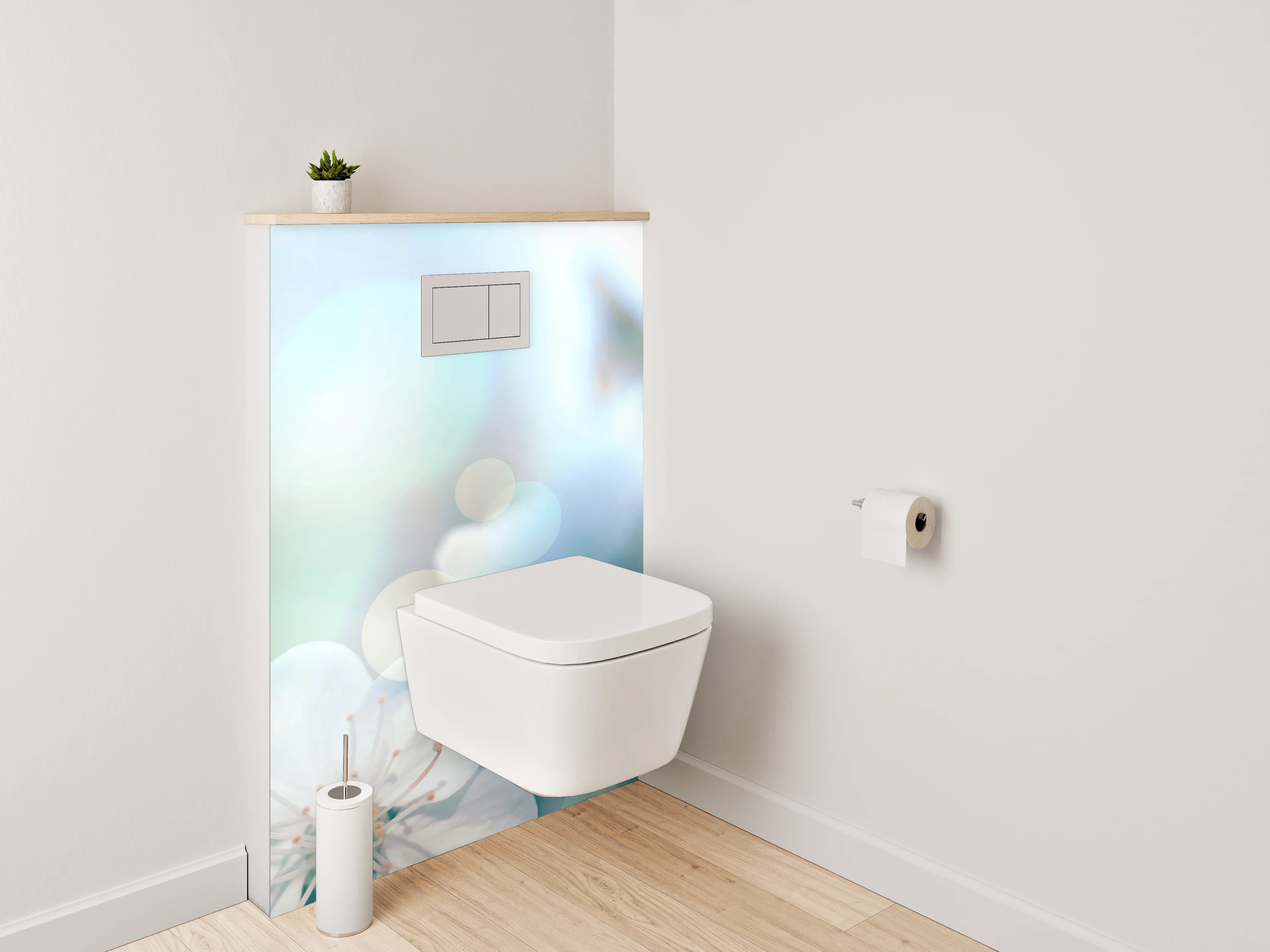 WC-Rückwand - Blumenzauber in zarten Pastellfarben