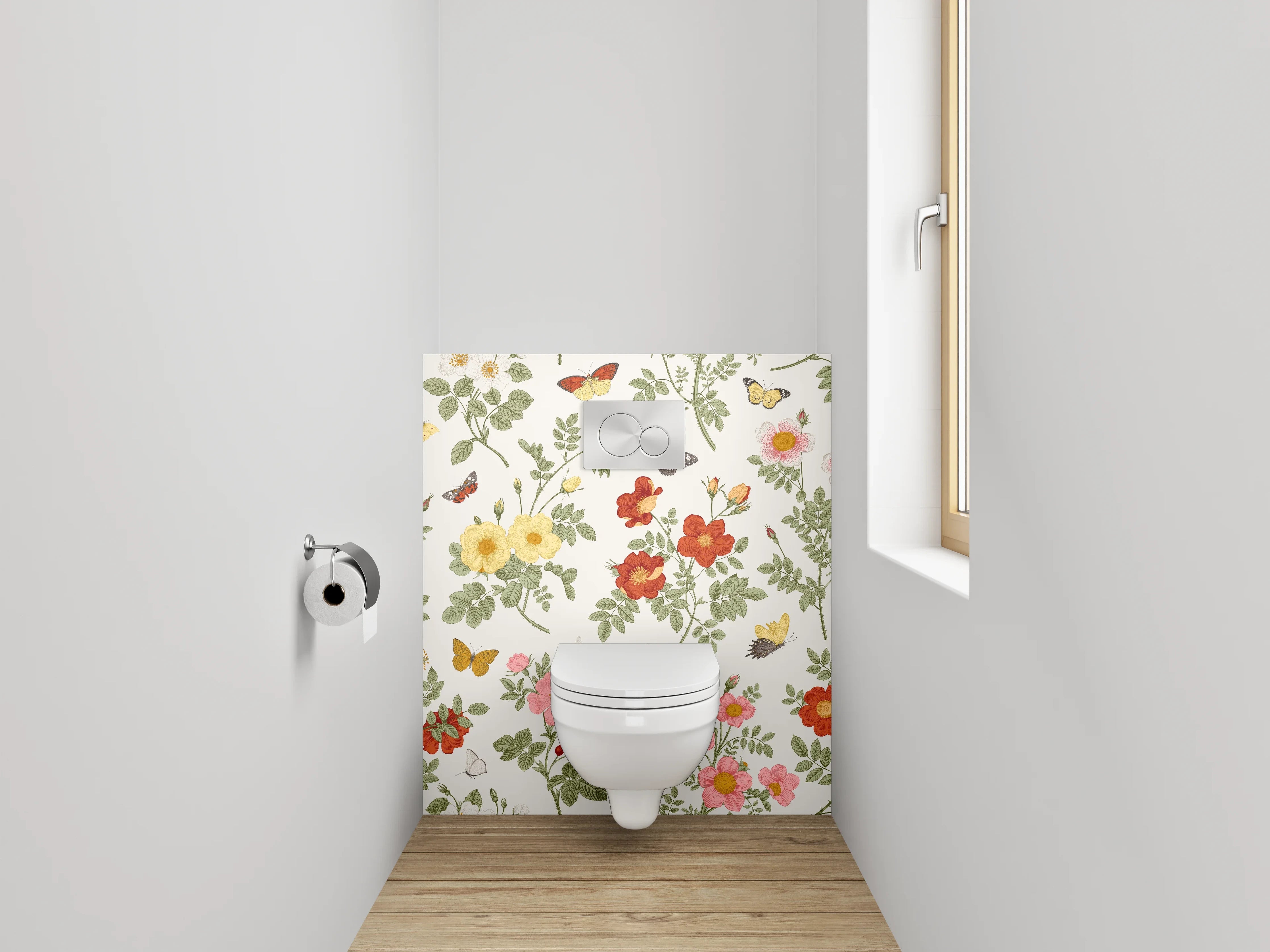WC-Rückwand - Blumige Vintage-Wiese Aquarell Muster