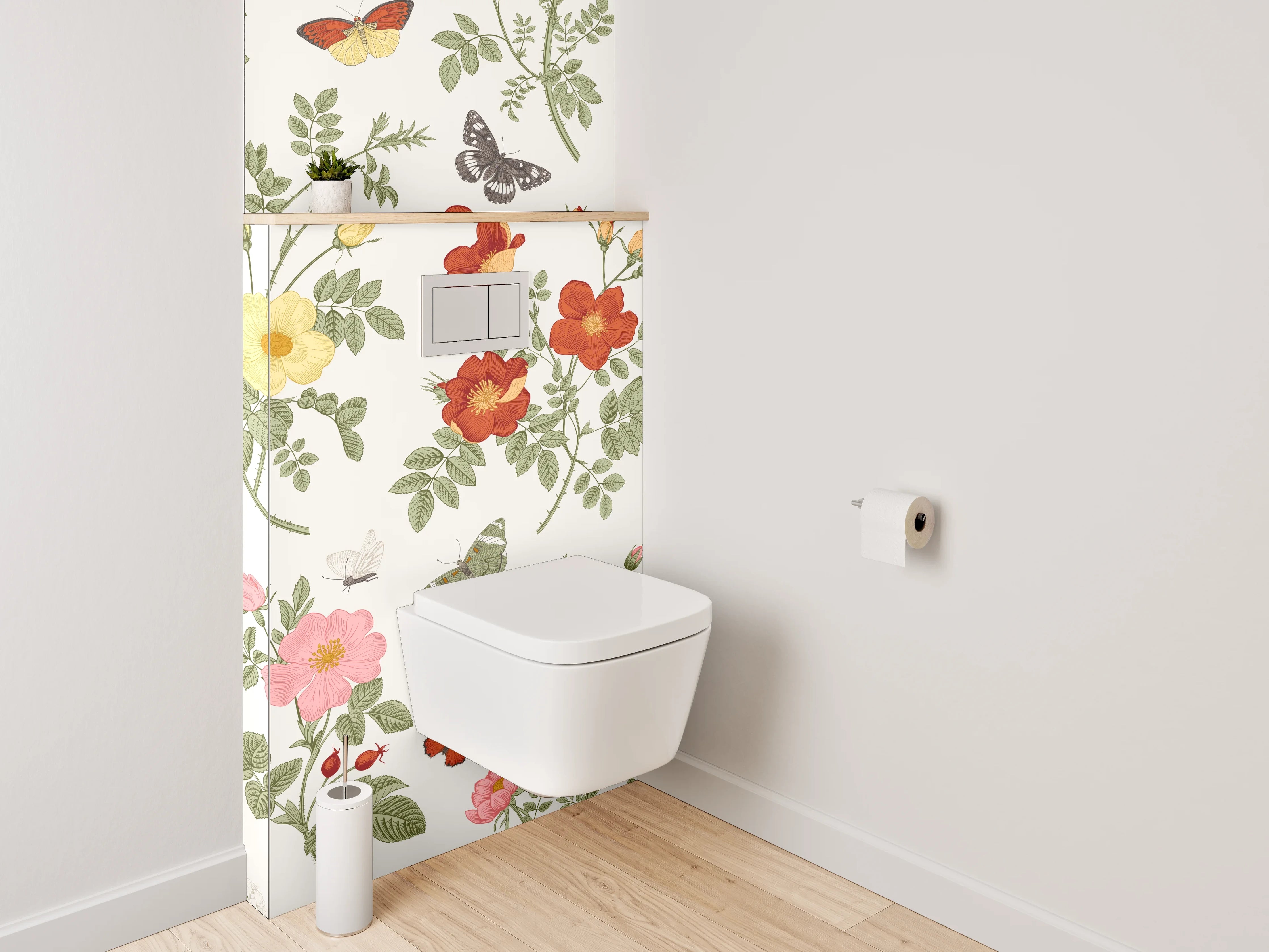 WC-Rückwand - Blumige Vintage-Wiese Aquarell Muster