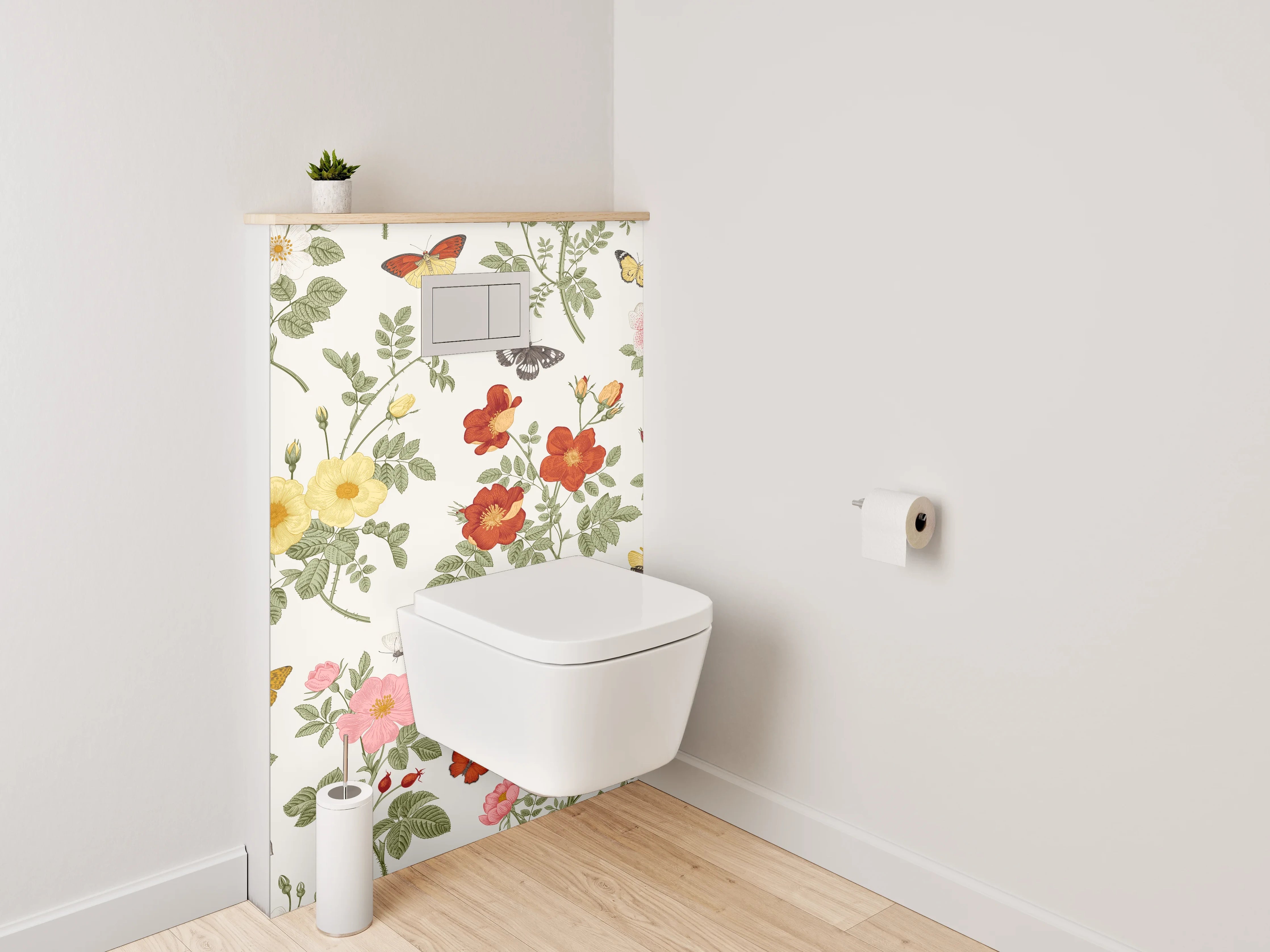 WC-Rückwand - Blumige Vintage-Wiese Aquarell Muster