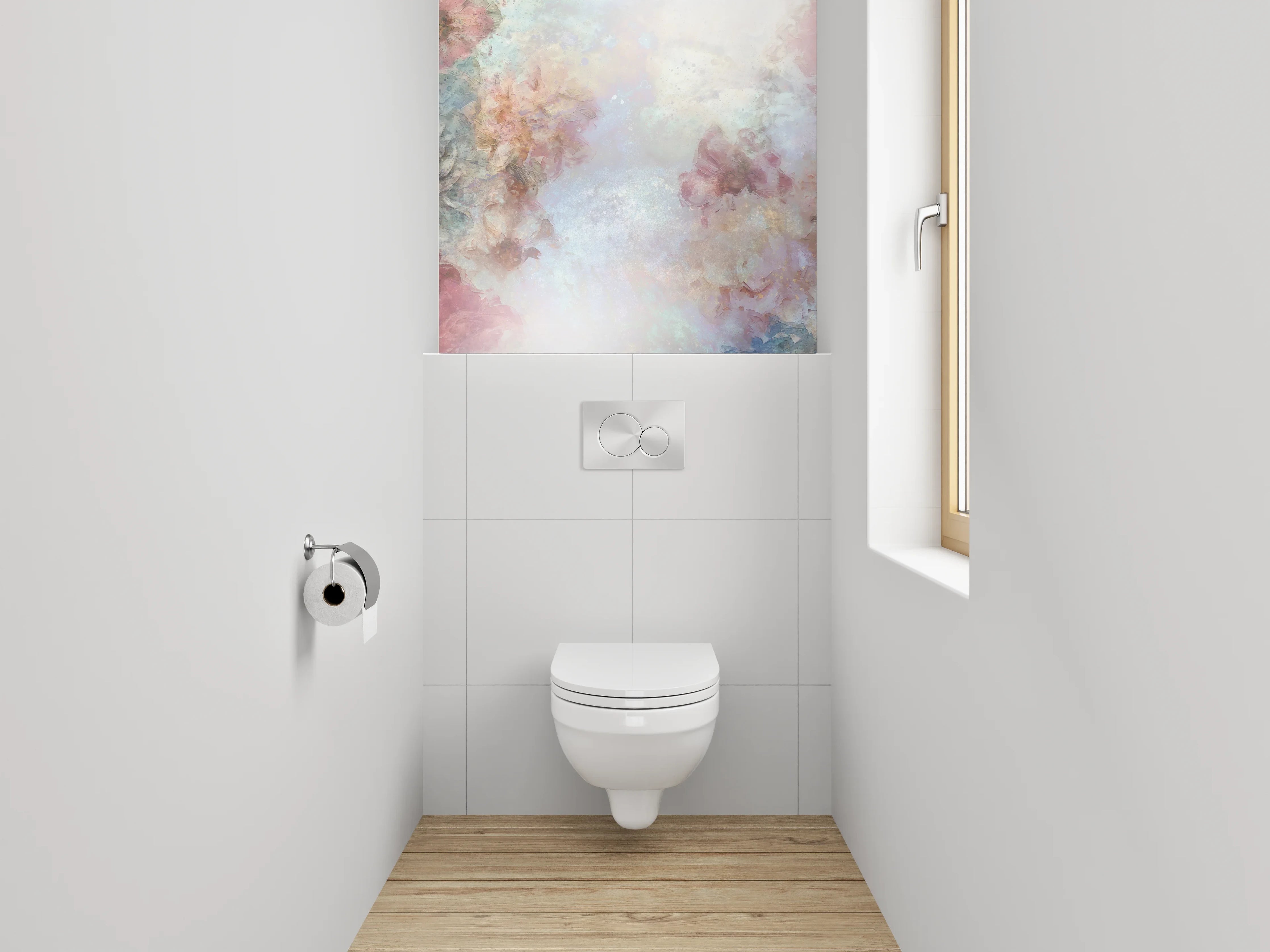 WC-Rückwand - Blumiges Aquarell Pastell Effekt
