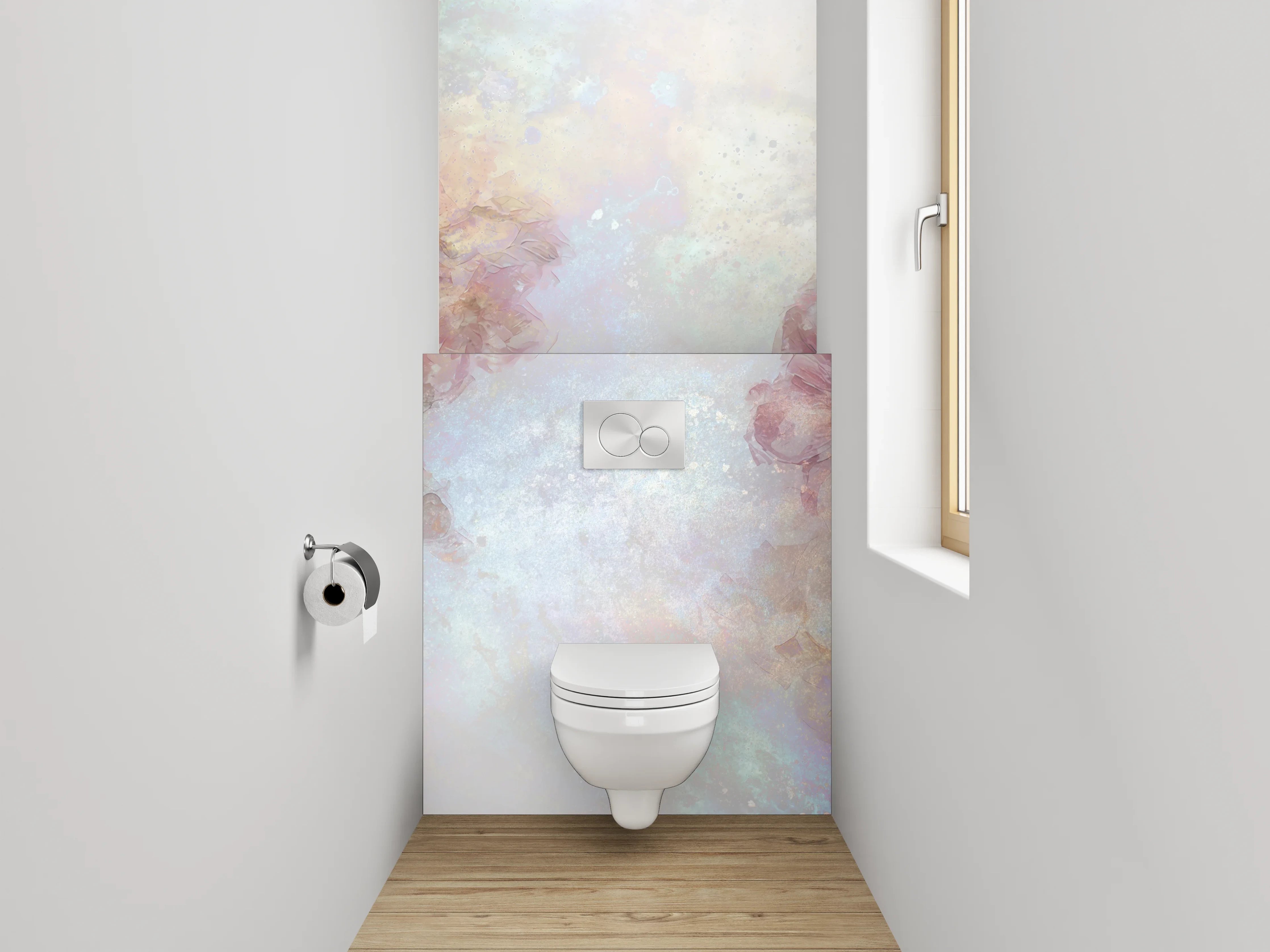 WC-Rückwand - Blumiges Aquarell Pastell Effekt