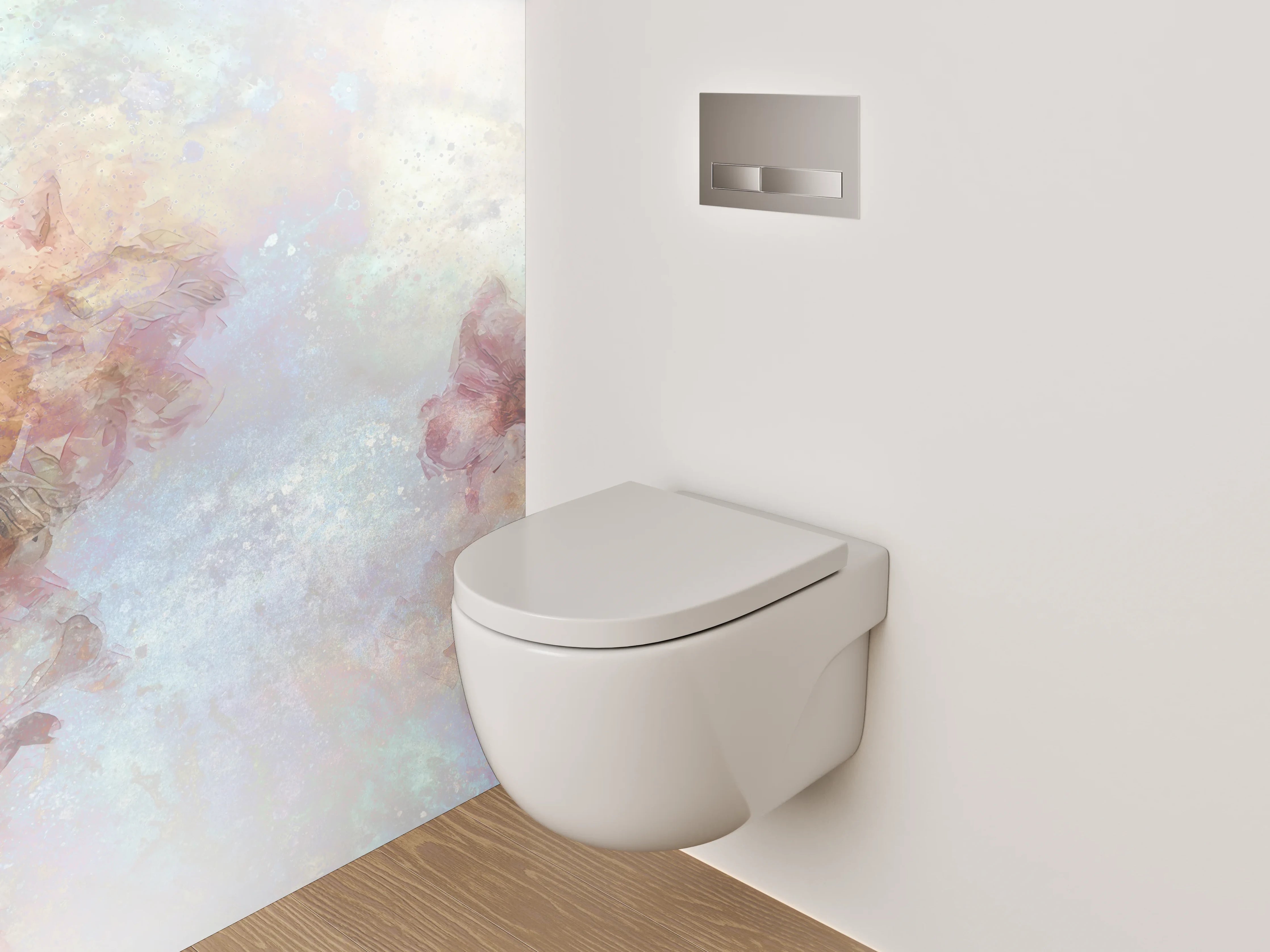 WC-Rückwand - Blumiges Aquarell Pastell Effekt
