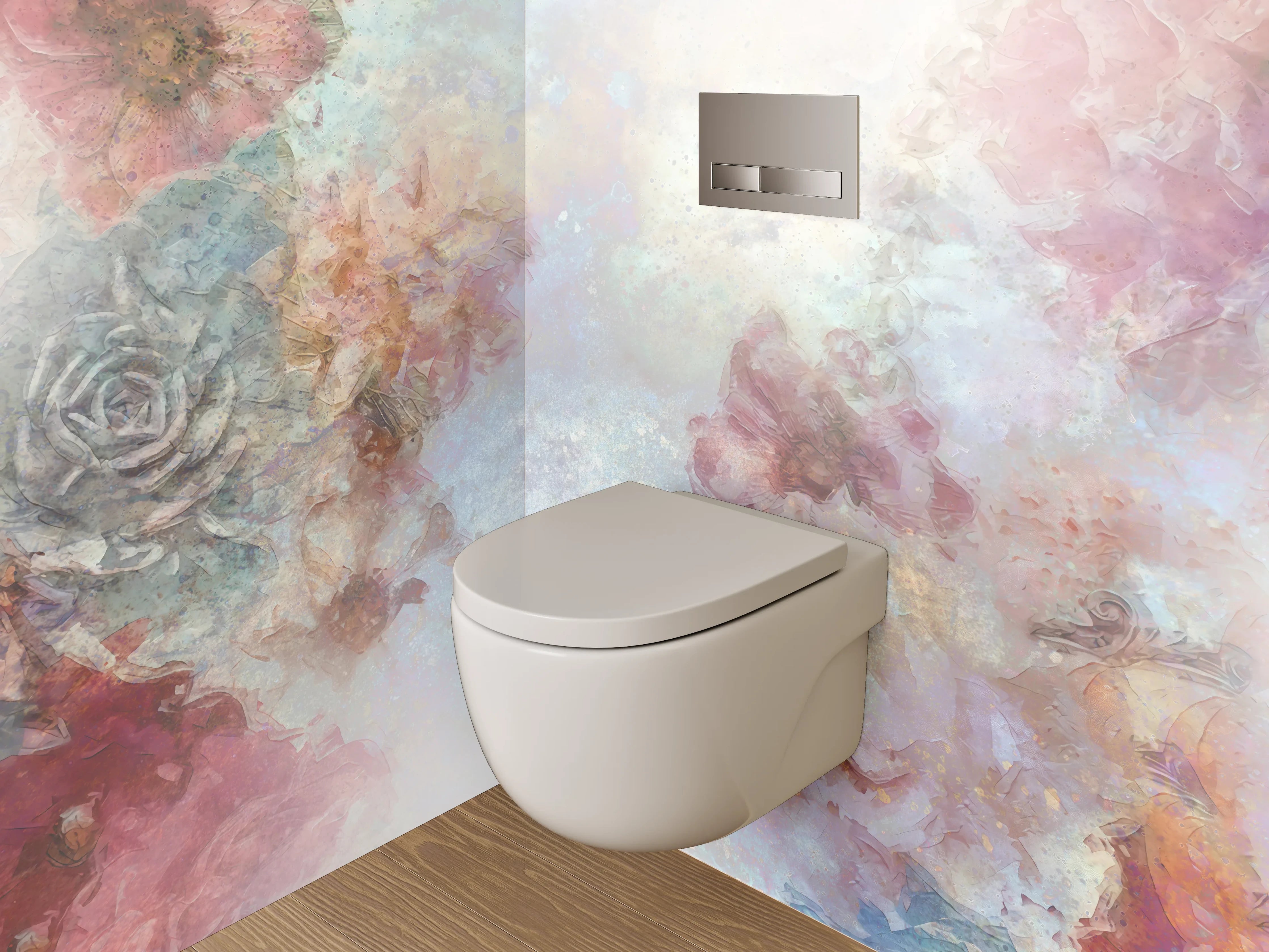 WC-Rückwand - Blumiges Aquarell Pastell Effekt