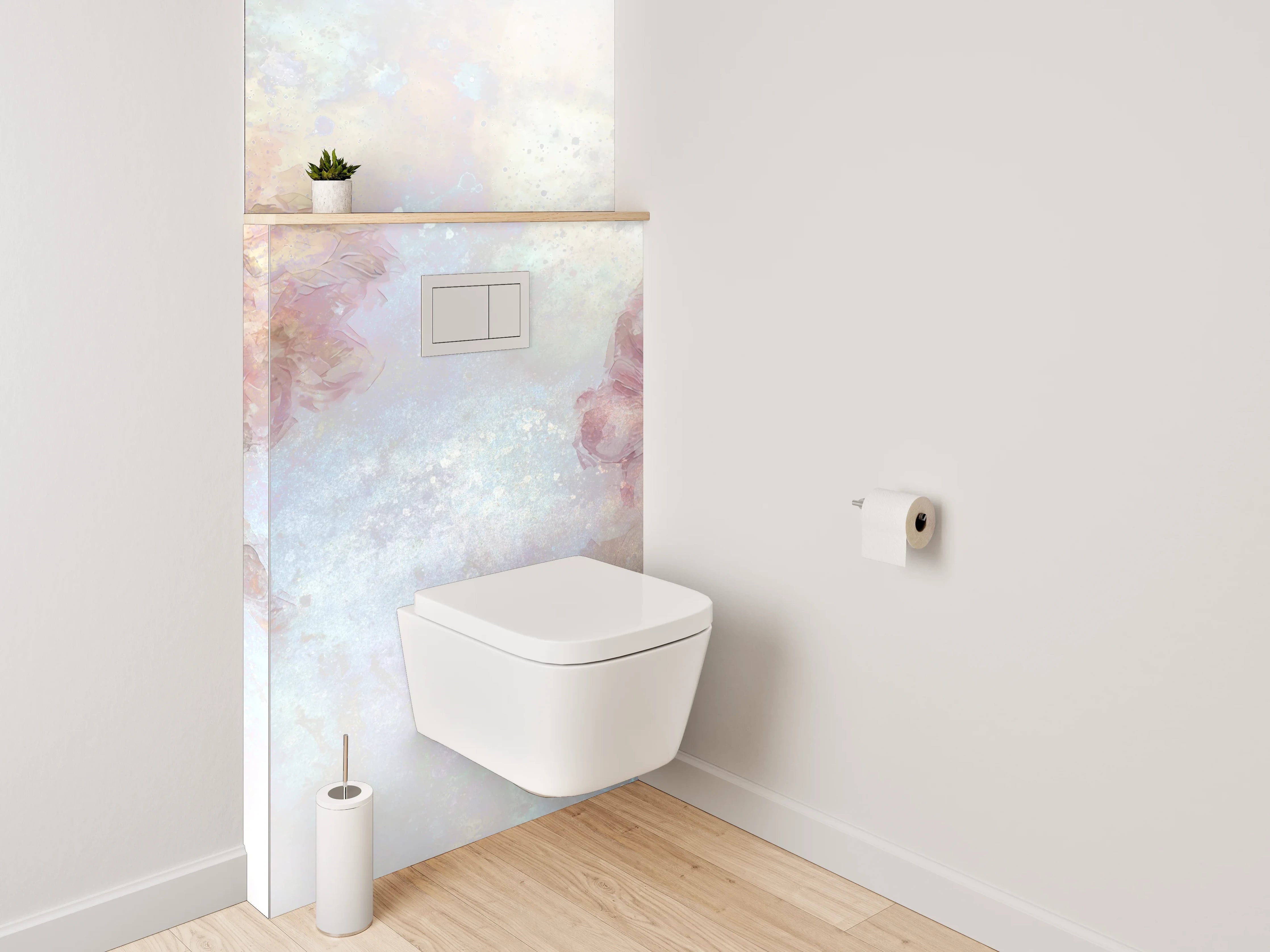WC-Rückwand - Blumiges Aquarell Pastell Effekt