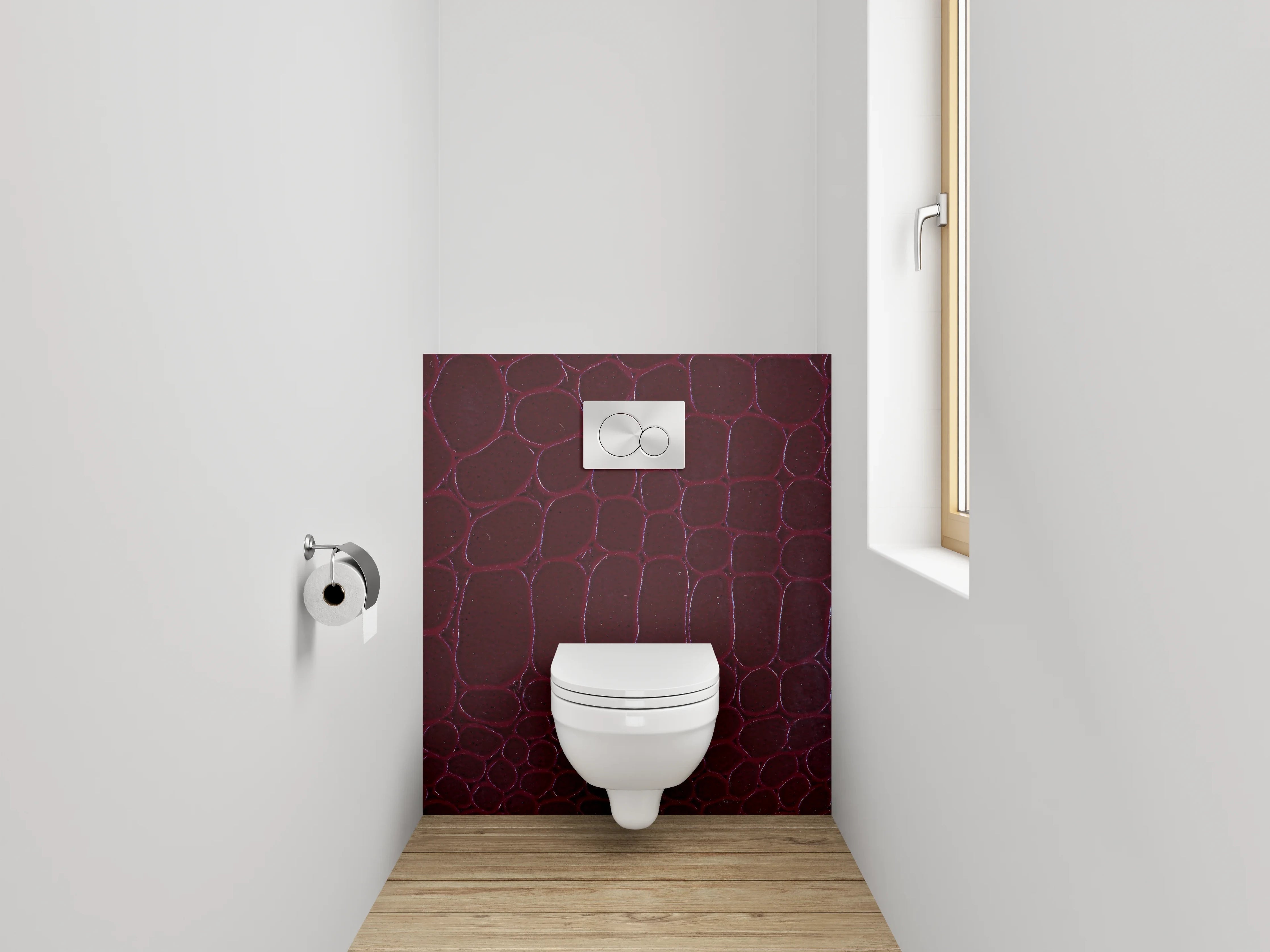 WC-Rückwand - Bordeauxrote Krokodilleder-Optik Textur