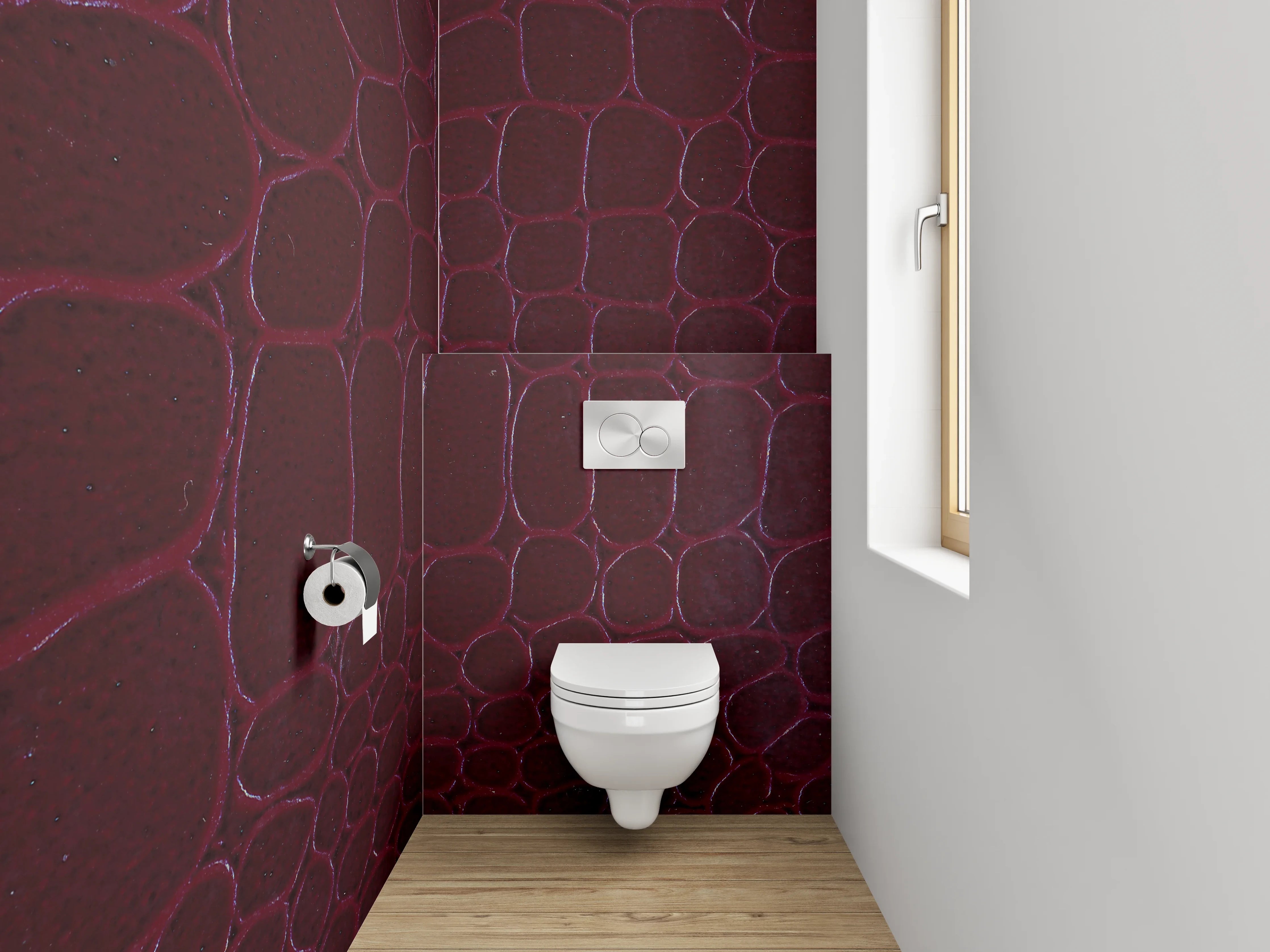 WC-Rückwand - Bordeauxrote Krokodilleder-Optik Textur
