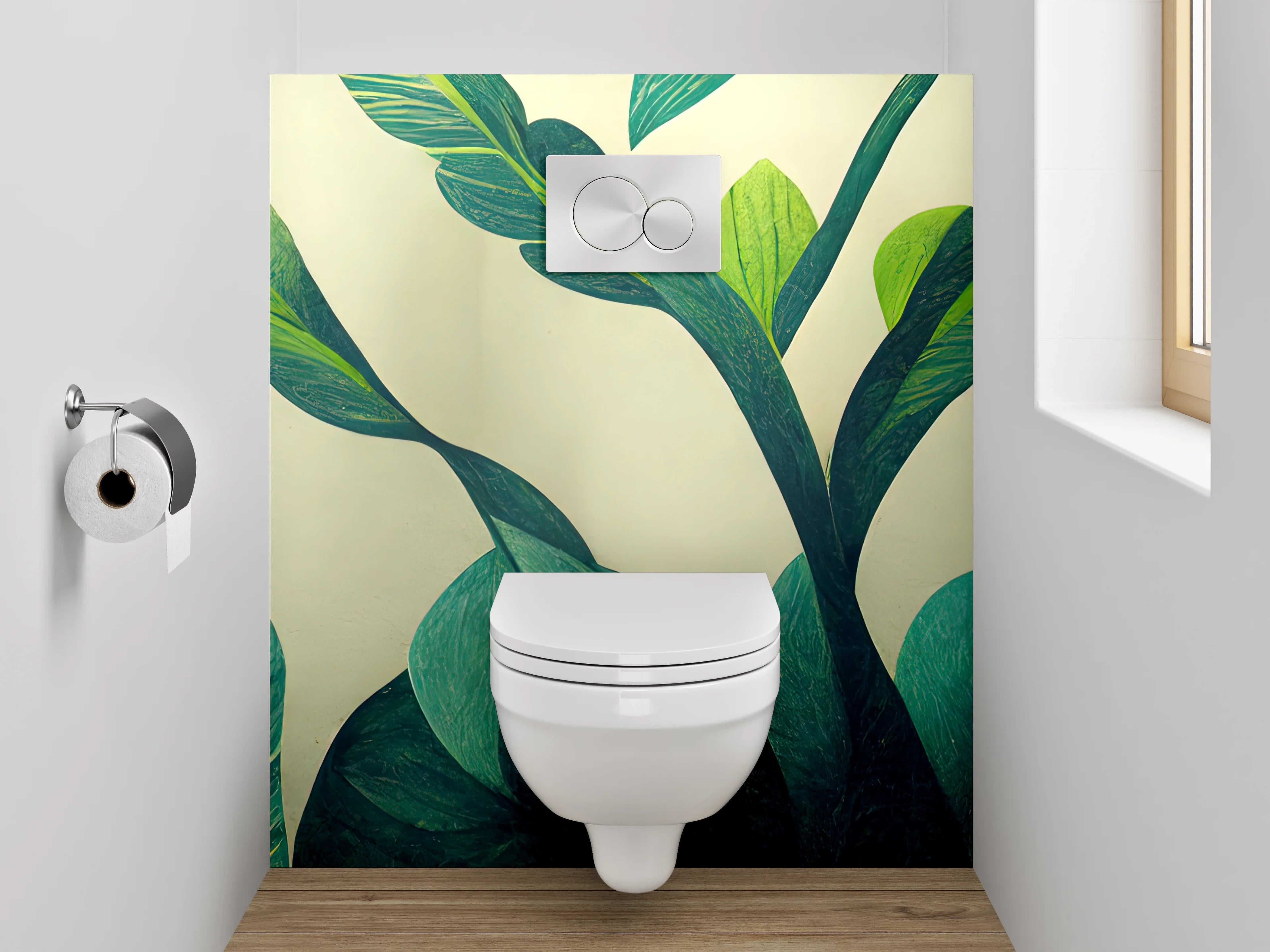 WC-Rückwand - Botanische Blätter Illustration Wanddekor
